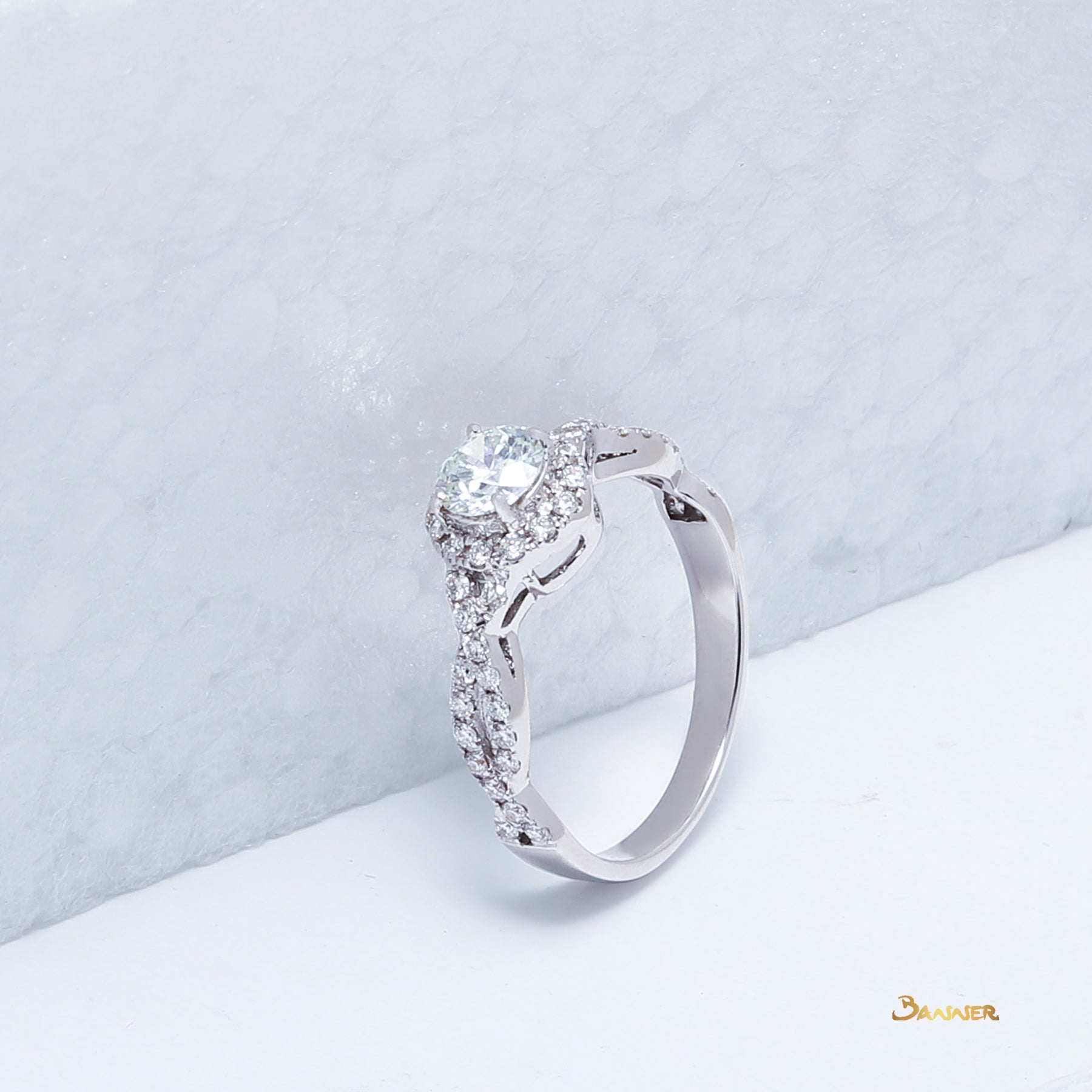 Diamond Infinity Halo Ring ( 0.47 c.t , I color IF , 3Ex, GIA Certified )