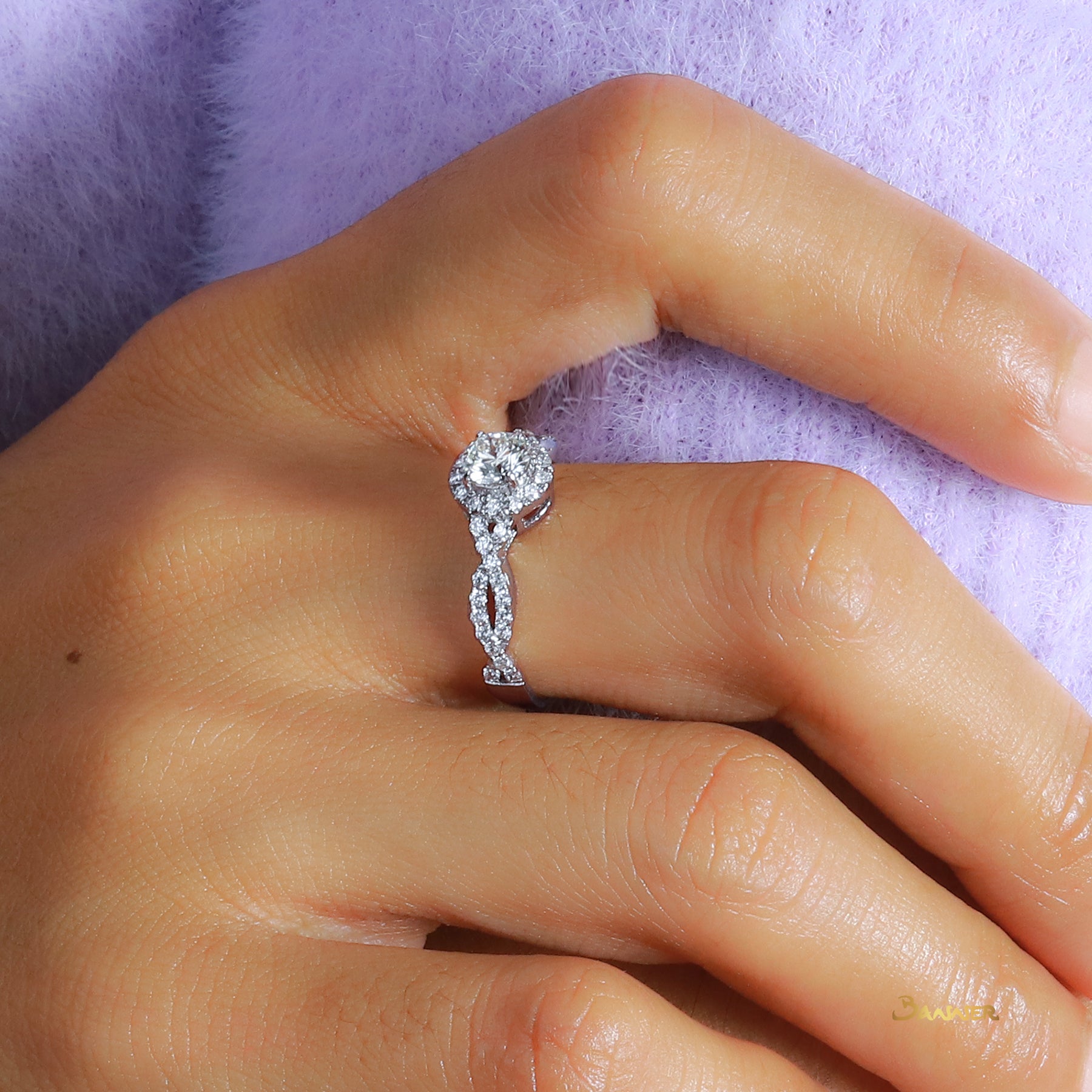 Diamond Infinity Halo Ring ( 0.47 c.t , I color IF , 3Ex, GIA Certified )