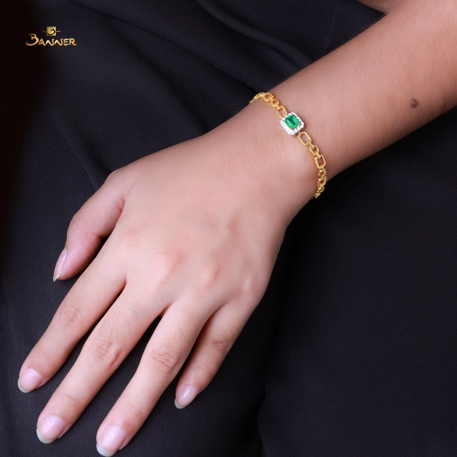 Columbian Emerald and Diamond Halo Bracelet