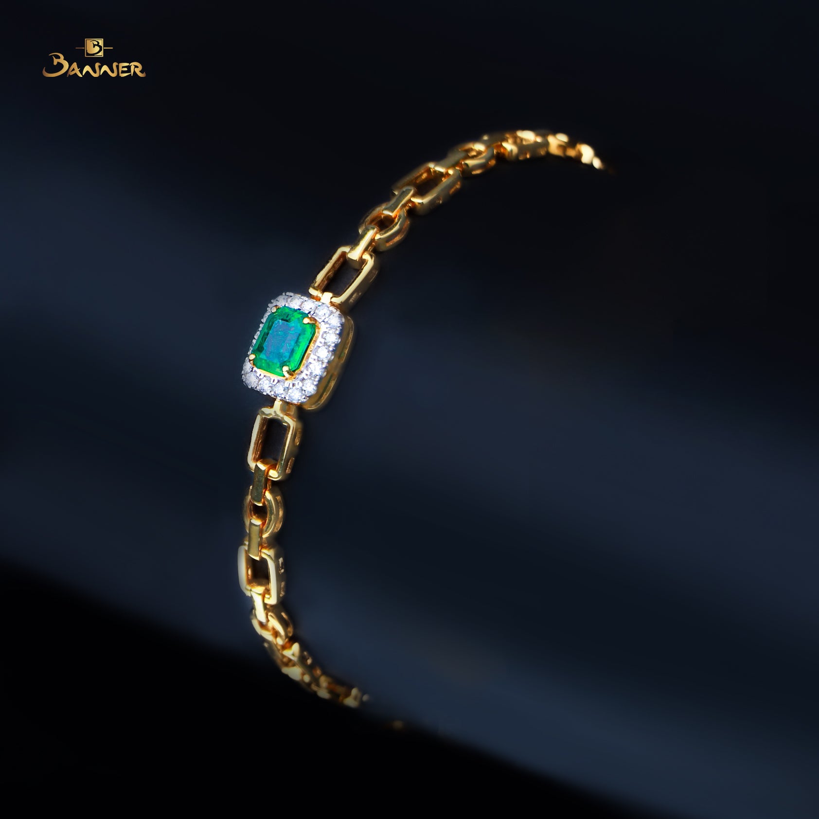 Columbian Emerald and Diamond Halo Bracelet