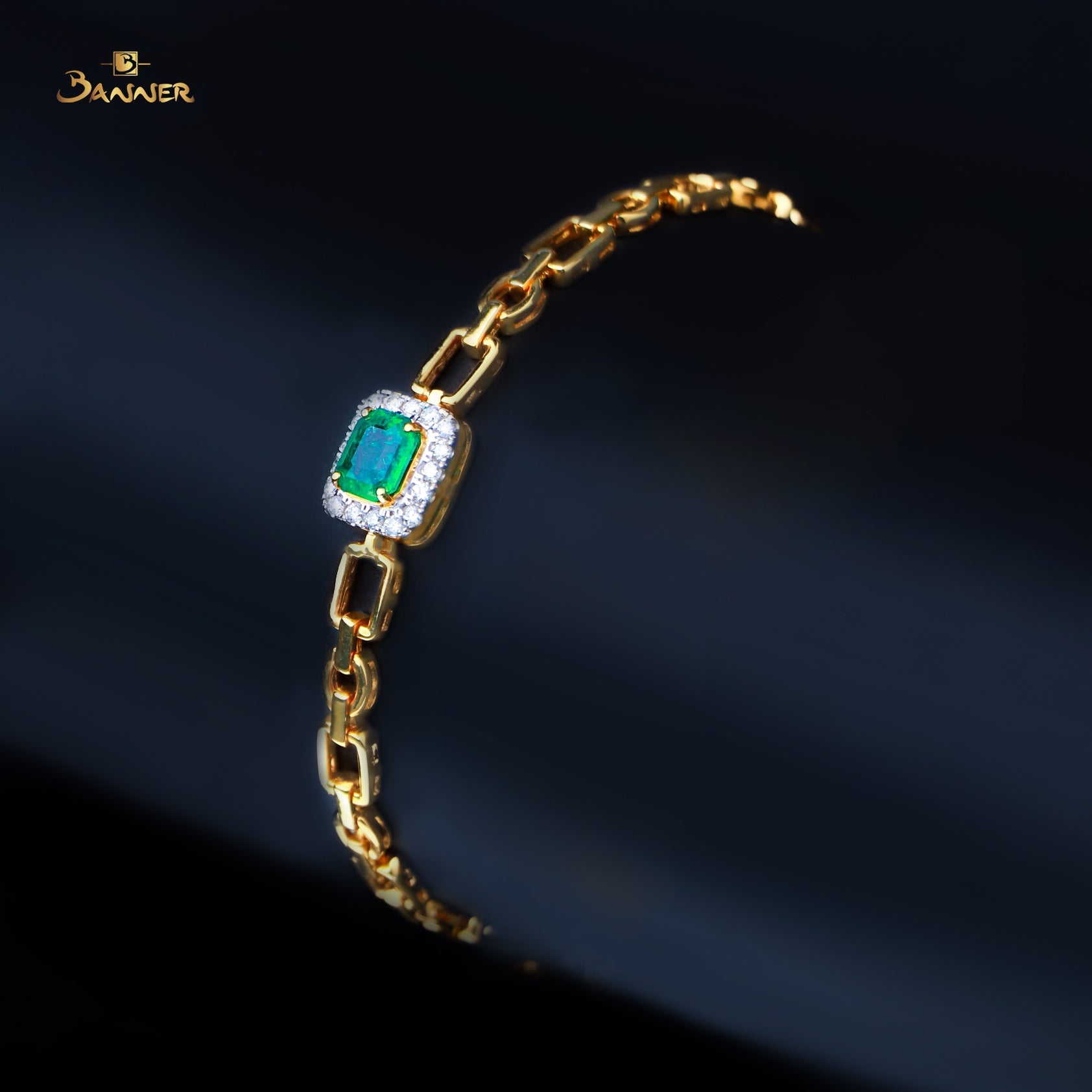 Columbian Emerald and Diamond Halo Bracelet
