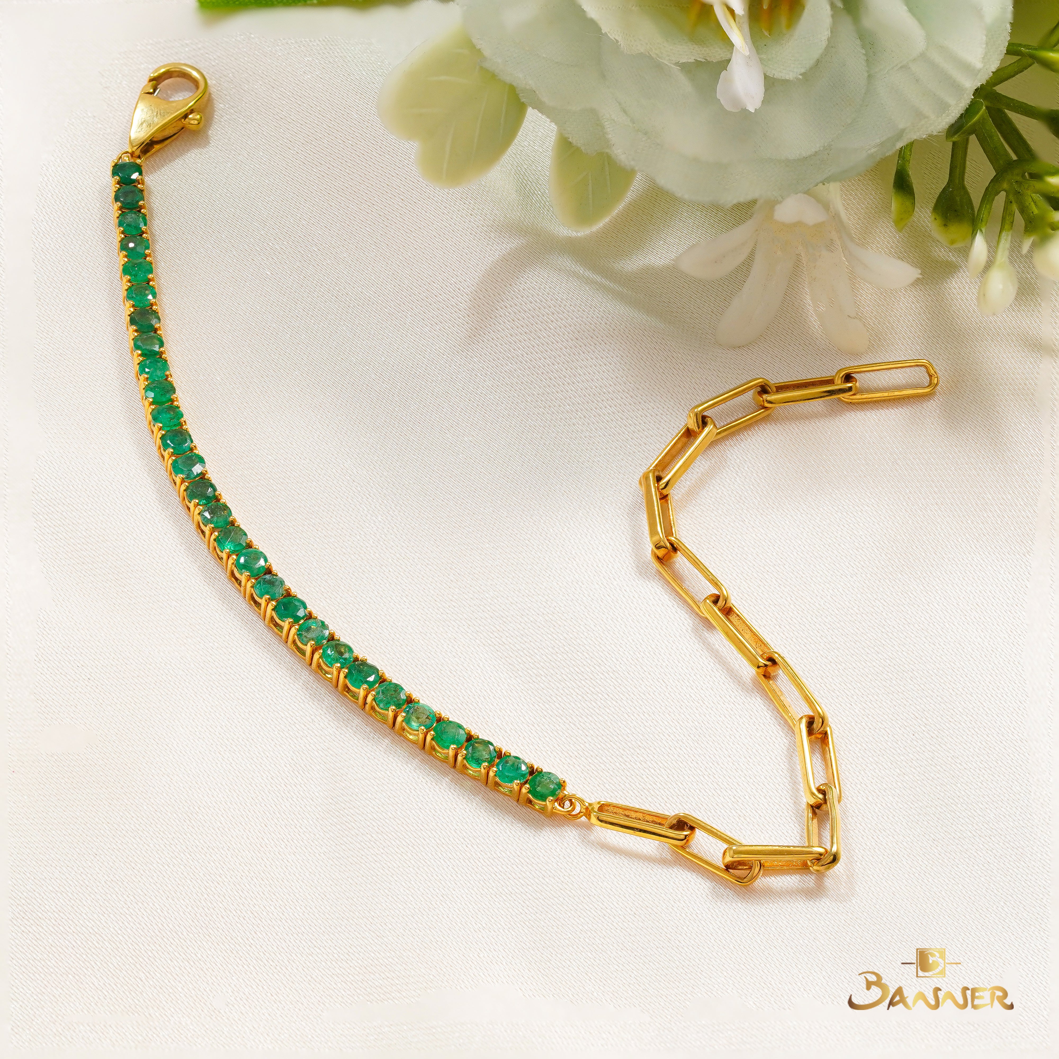 Emerald Half Link Bracelet