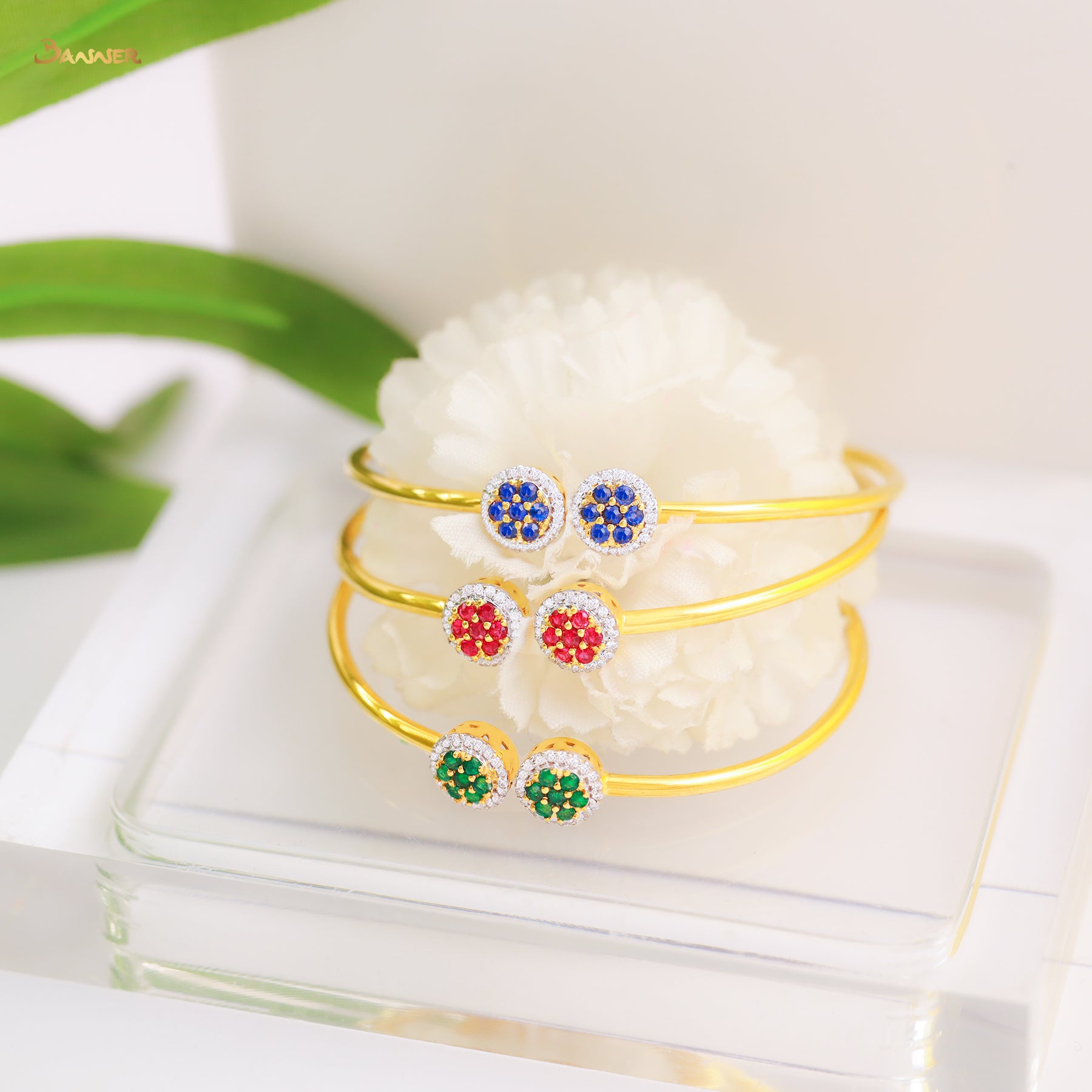 Emerald and Diamond Double Halo Bracelet
