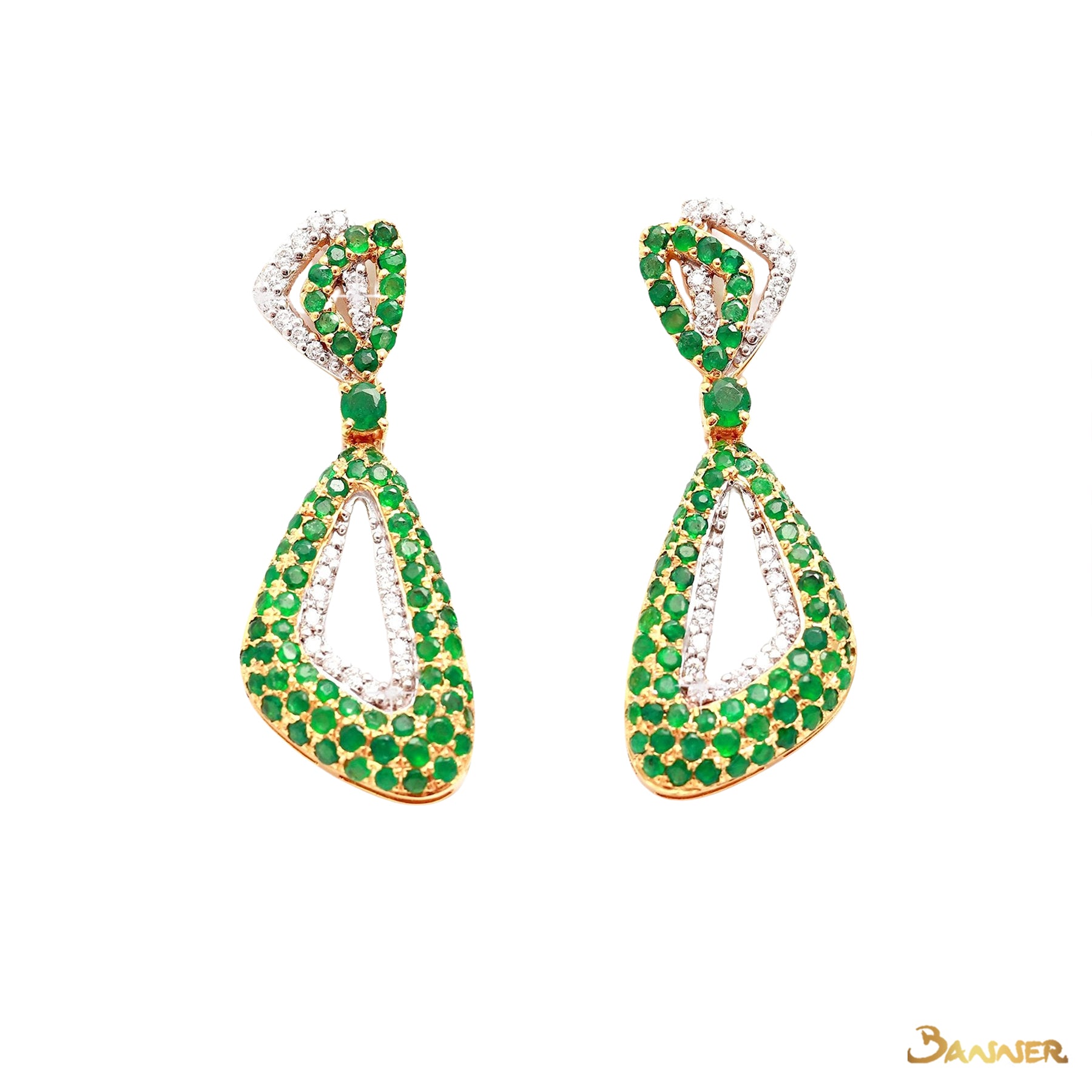 Emerald and Diamond Taung Pan Earrings
