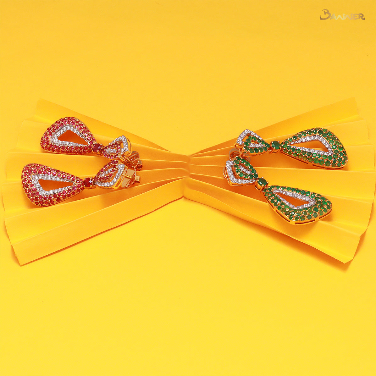 Emerald and Diamond Taung Pan Earrings