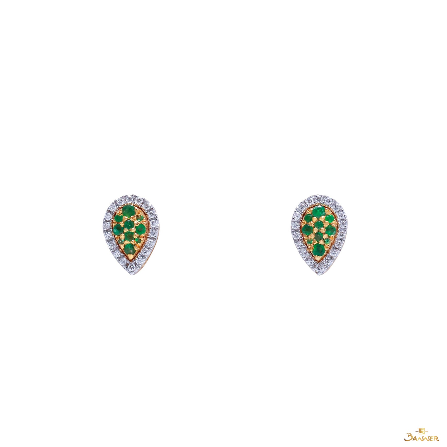 Emerald and Diamond 3-way Rain-drop Earrings