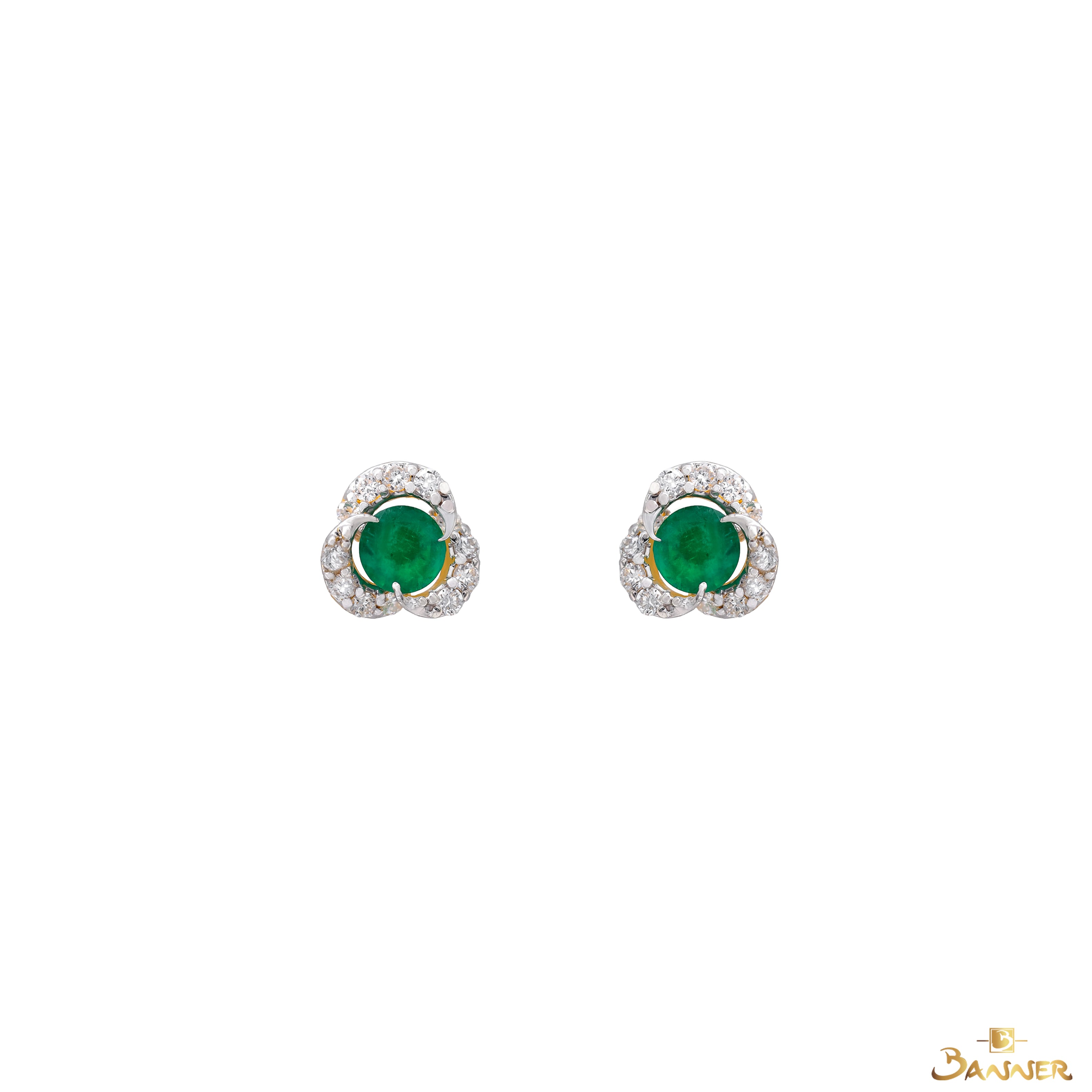 Emerald and Diamond Floral Earrings