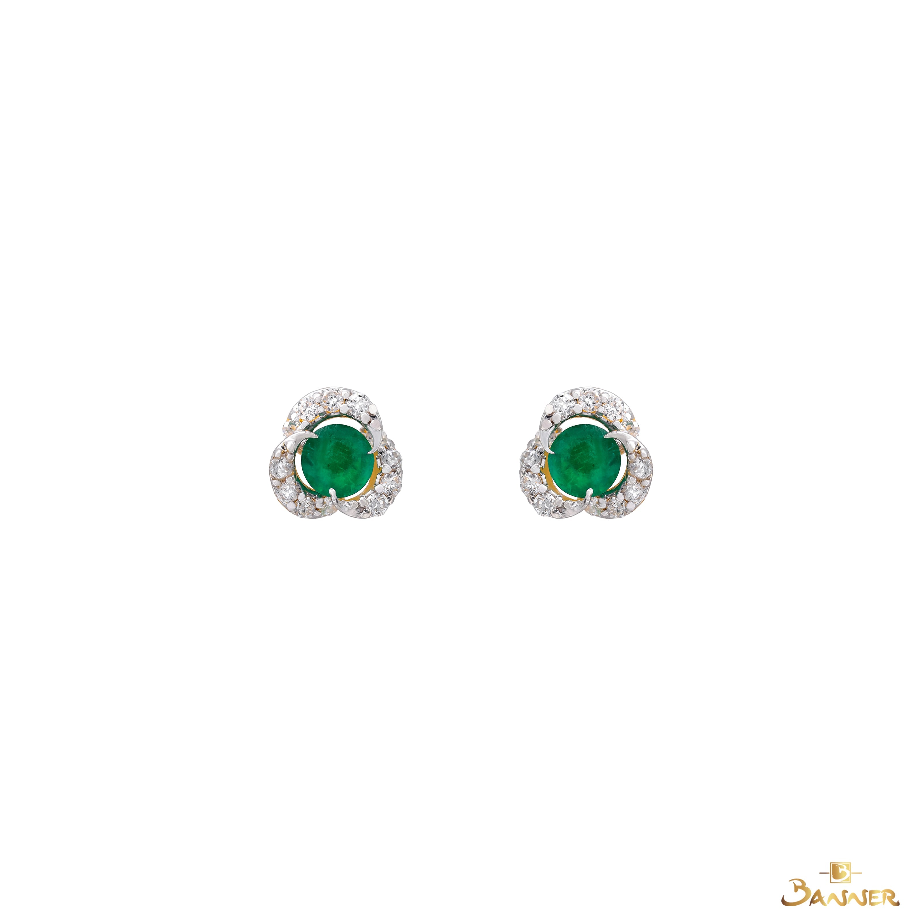 Emerald and Diamond Floral Earrings