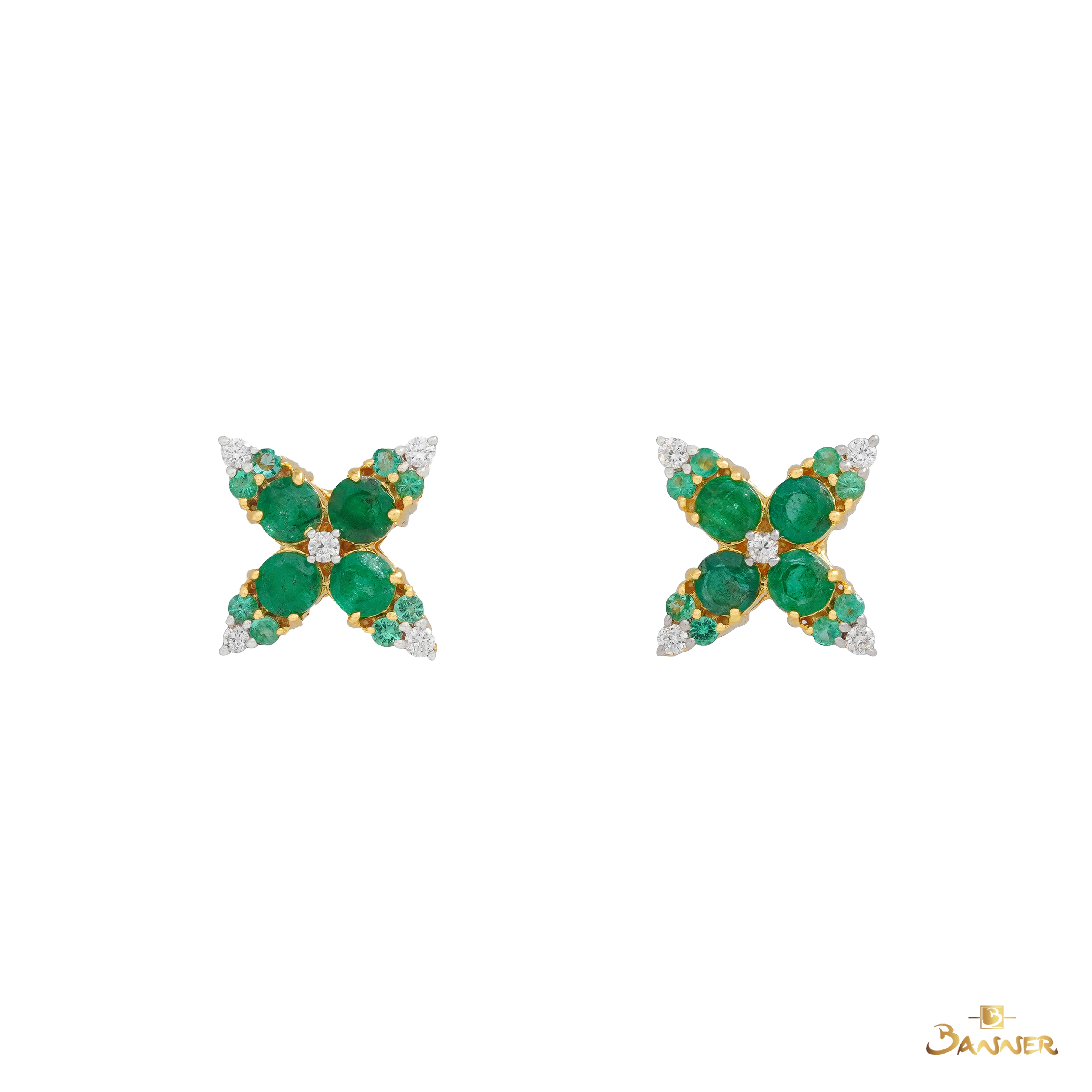 Emerald and Diamond Monarch Earrings