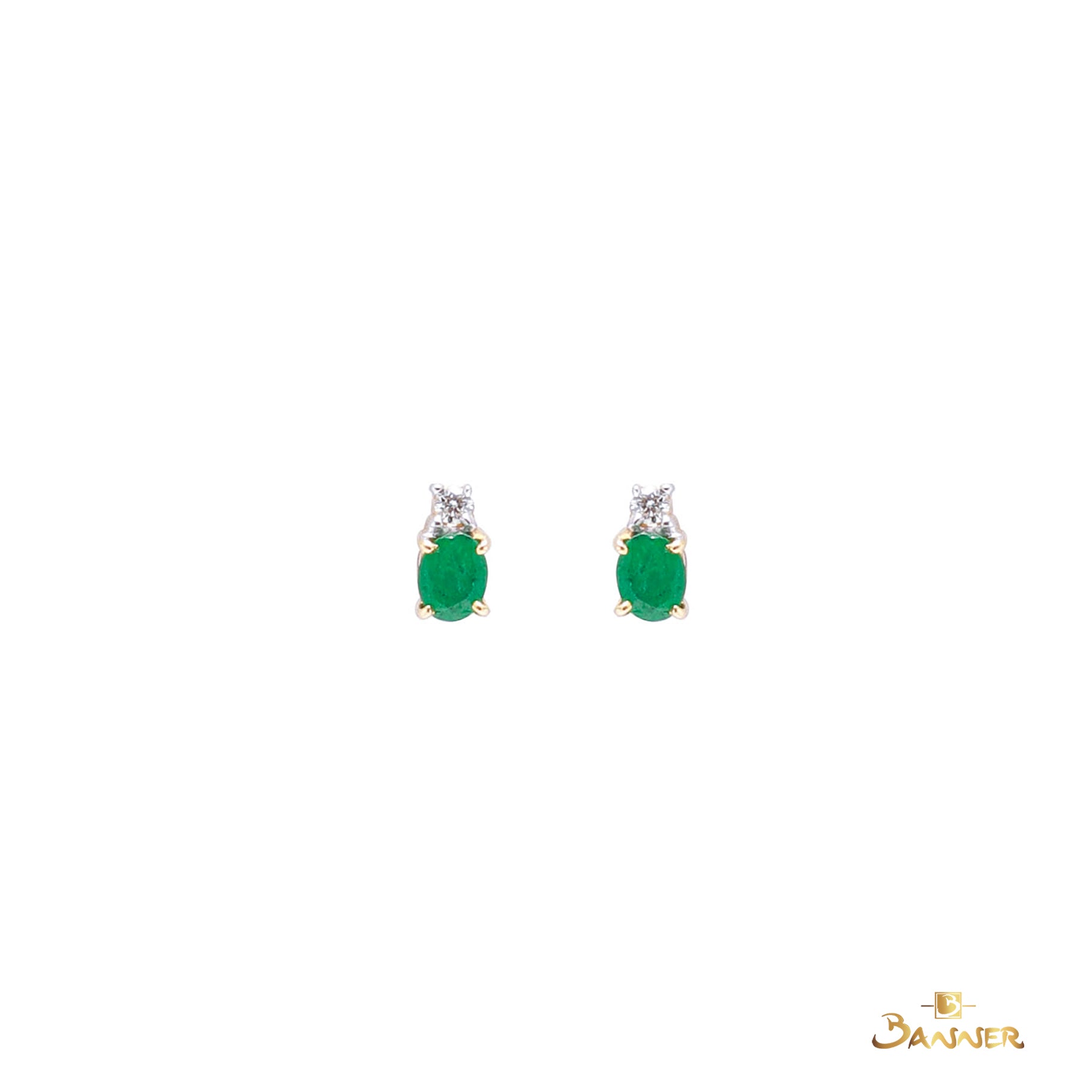 Emerald and Diamond Petite Earrings