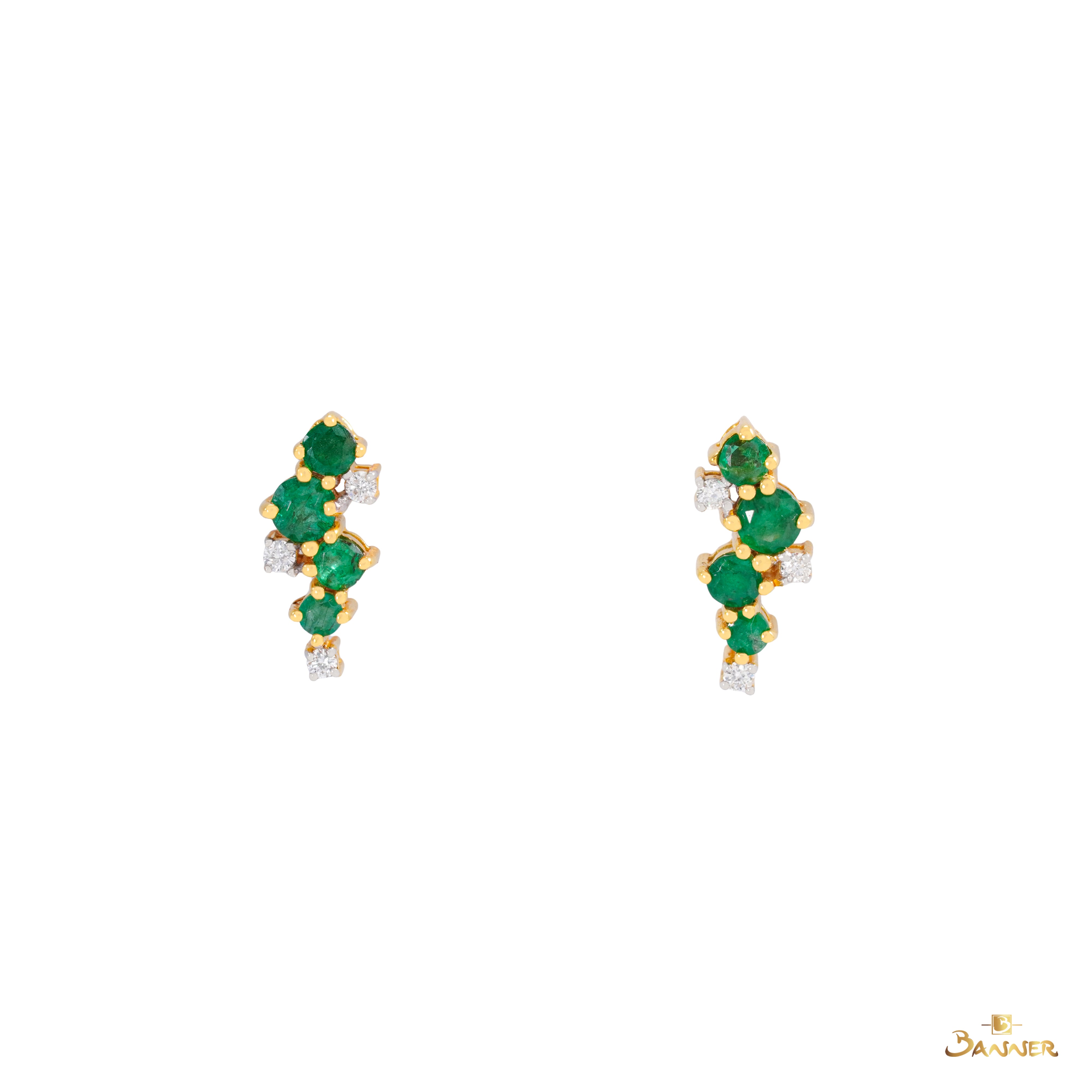 Emerald and Diamond Vines Earrings