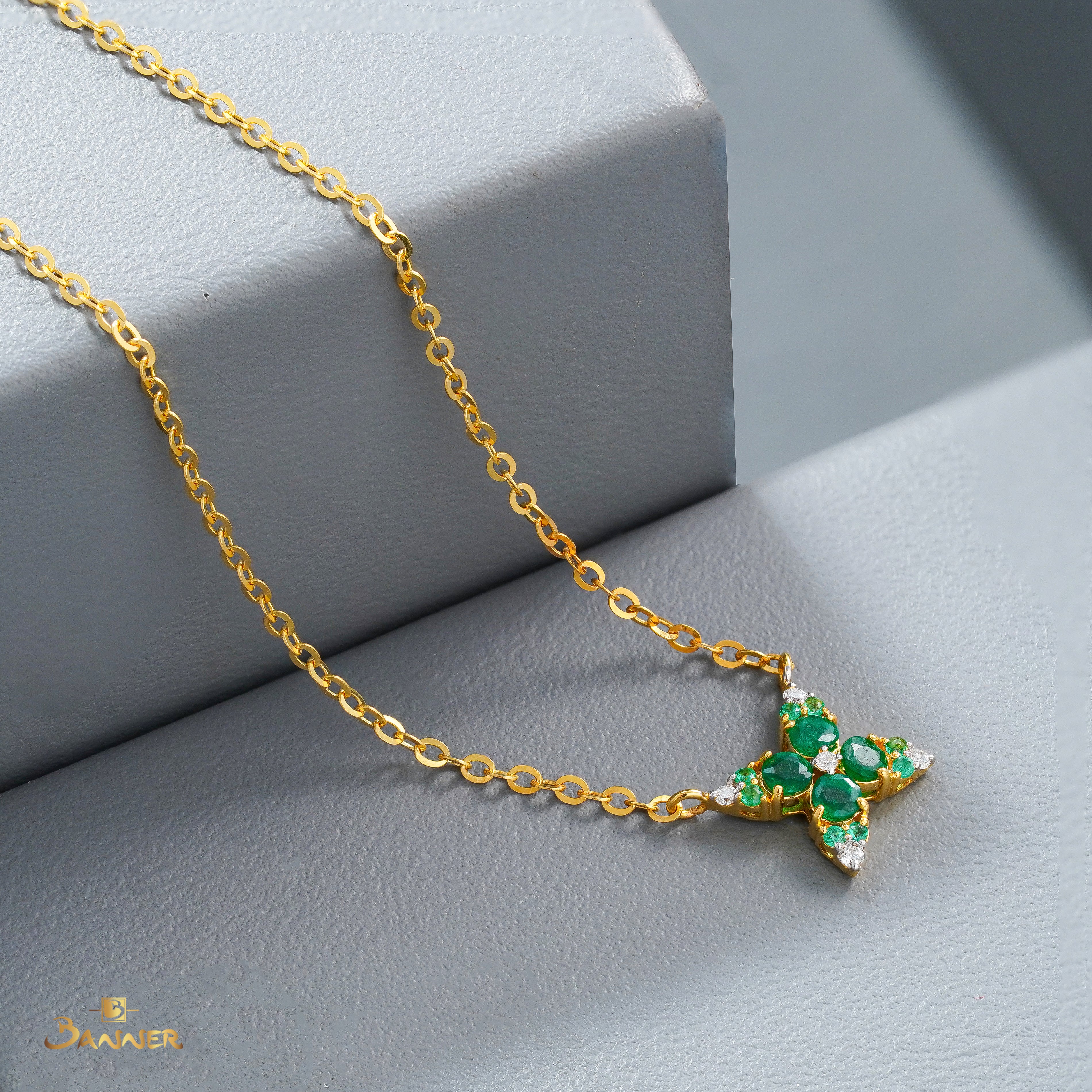 Emerald and Diamond Monarch Necklace