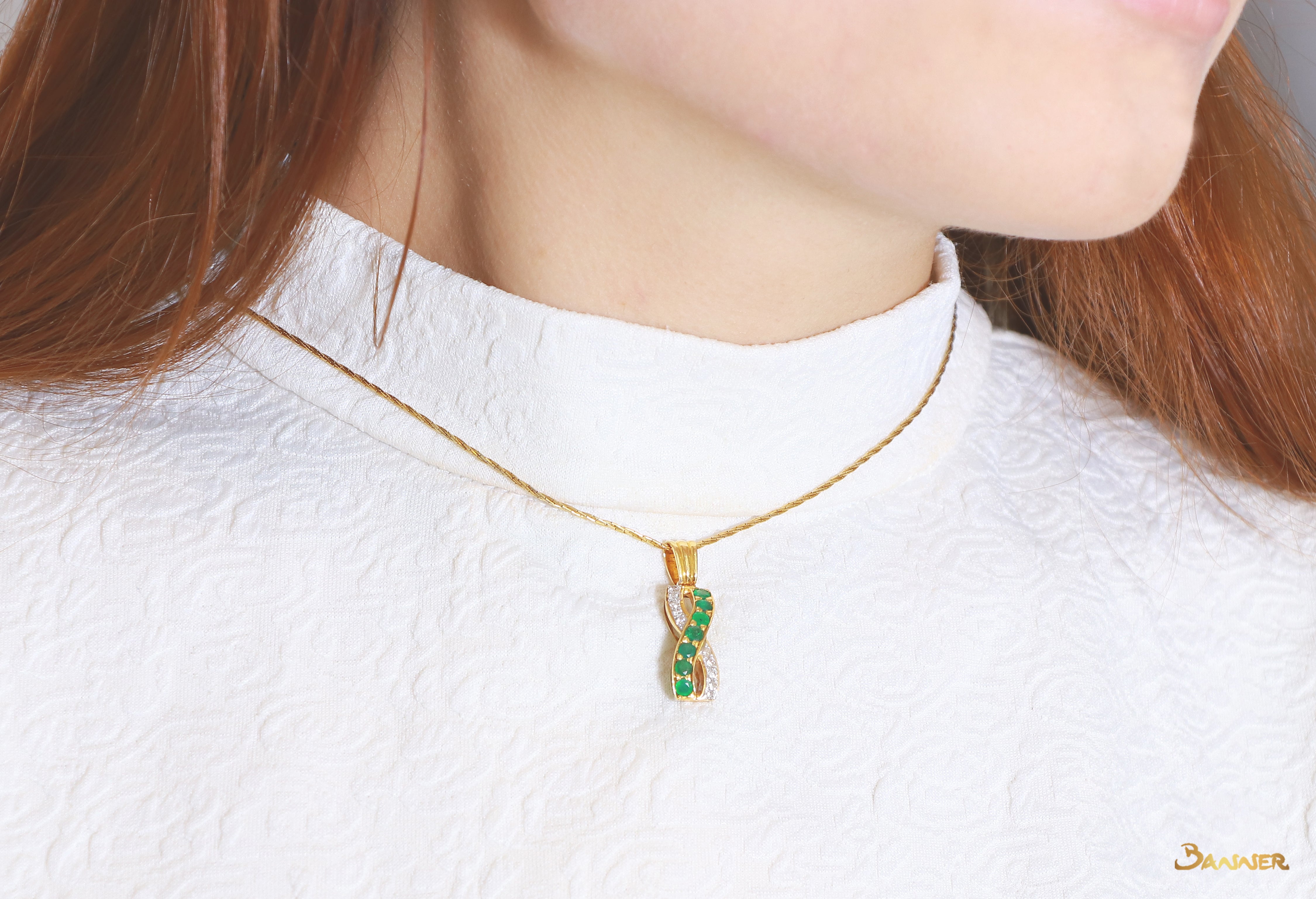 Emerald and Diamond Infinity Pendant