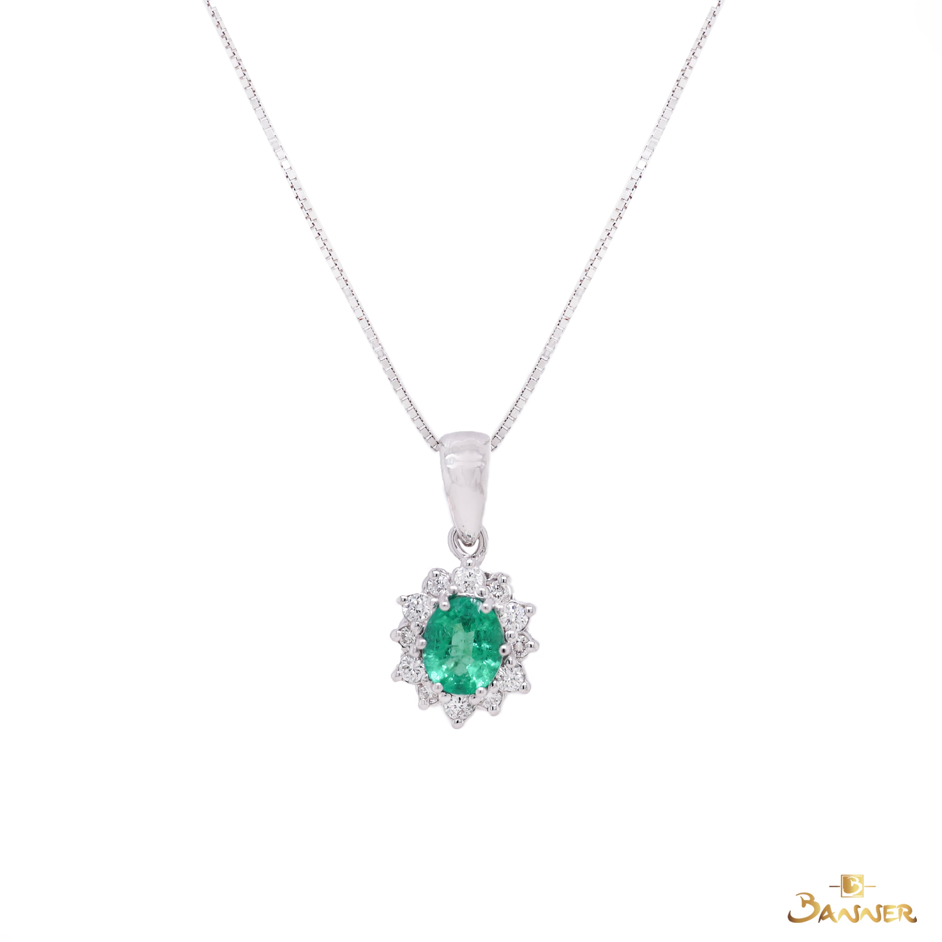 Emerald and Diamond Sunflower Pendant