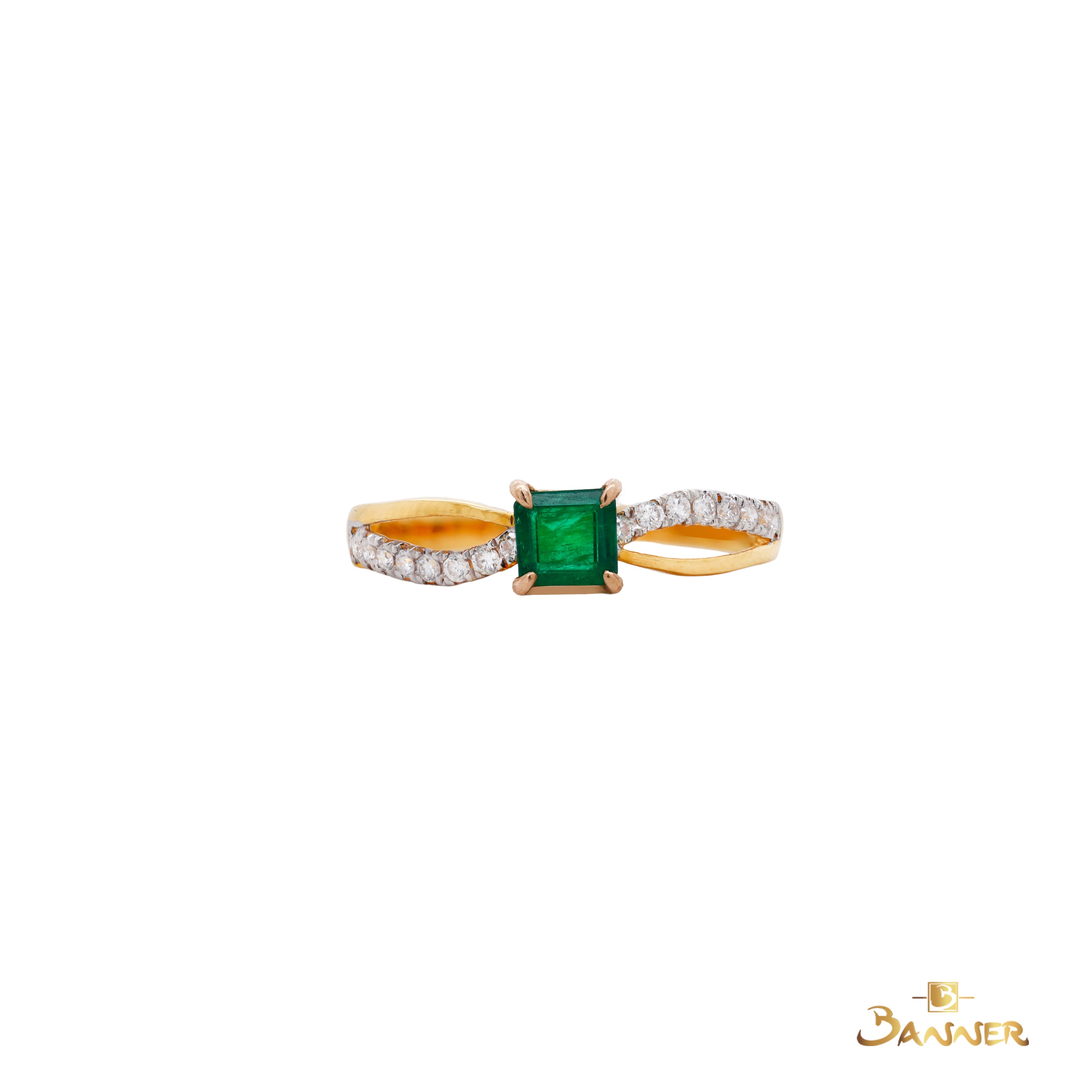 Emerald and Diamond Infinity Ring