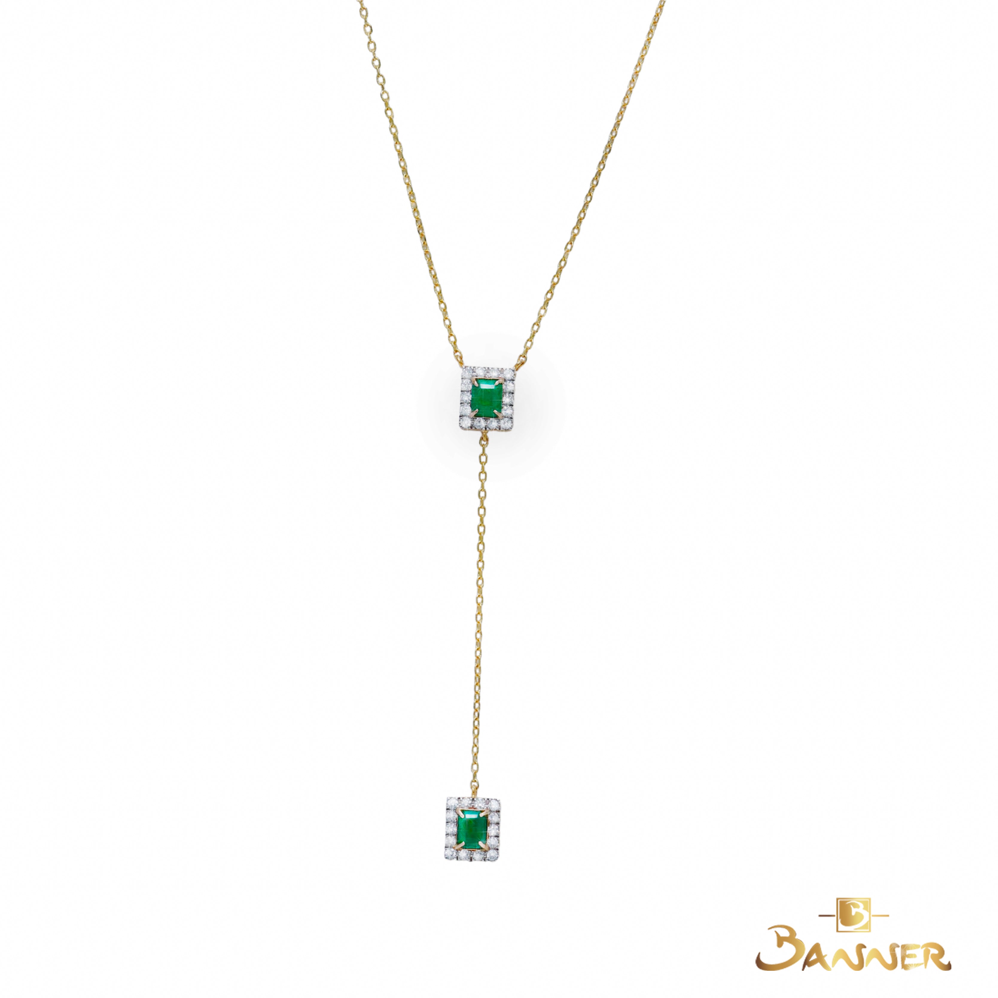 Emerald and Diamond Lariat Necklace