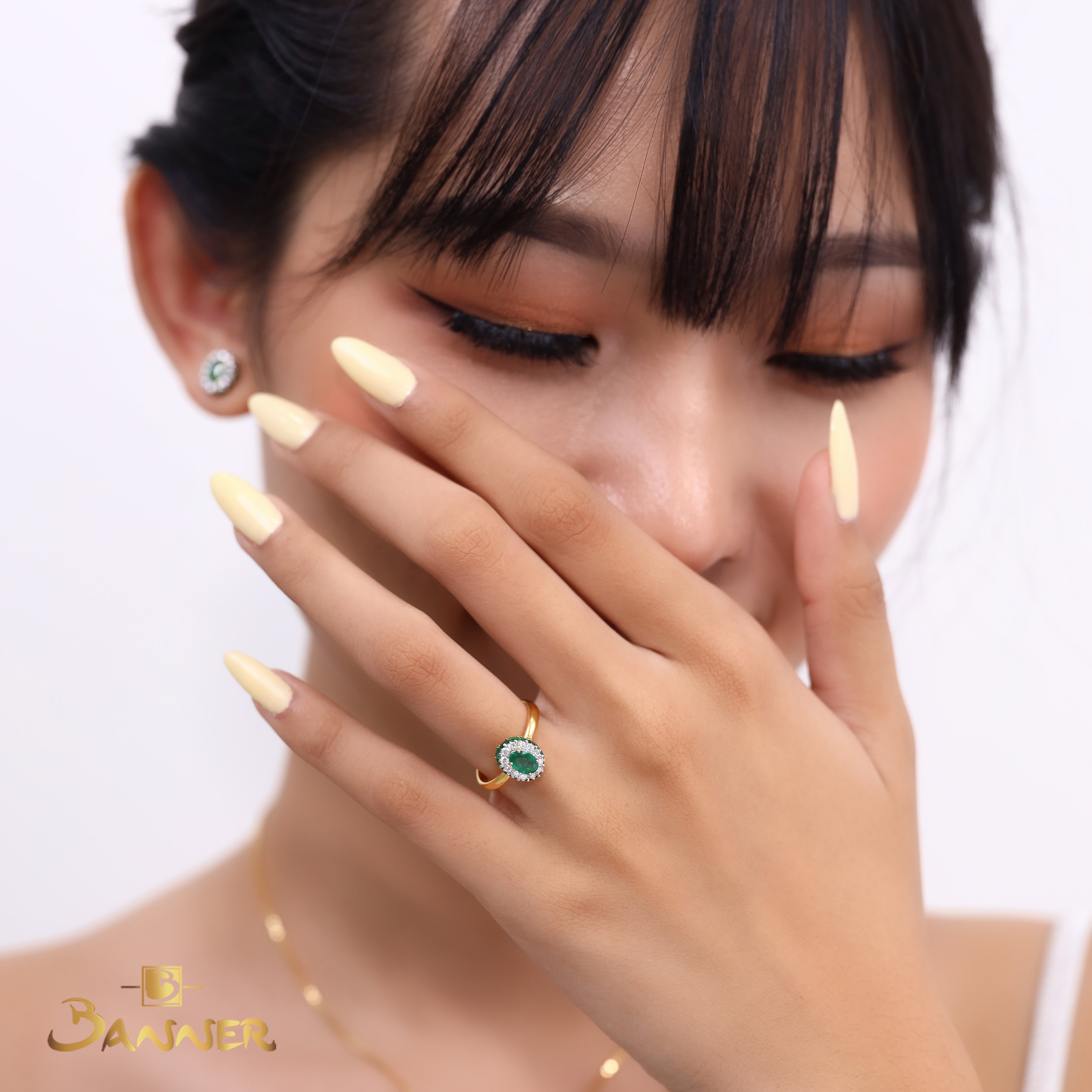 Emerald and Diamond Dahlia Ring