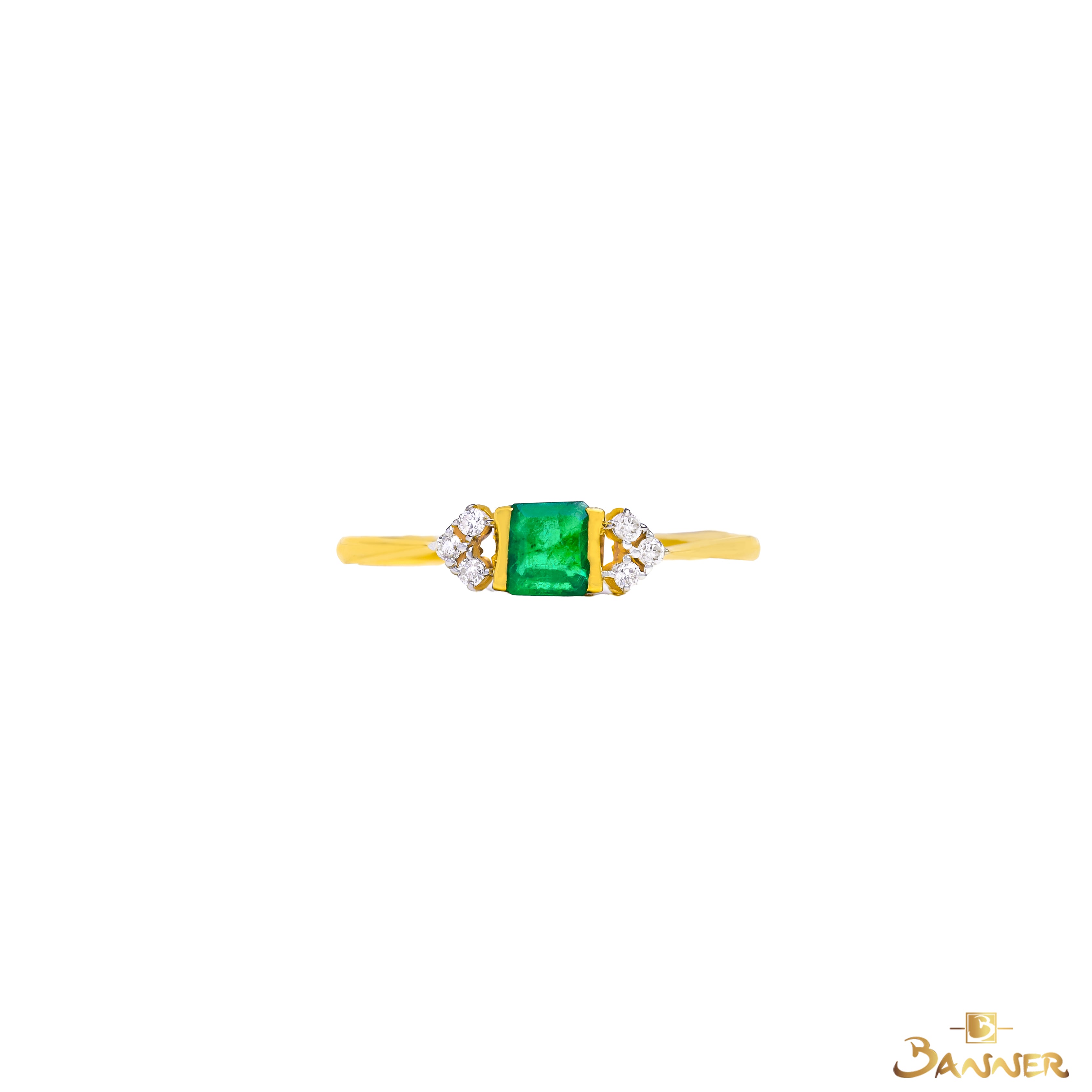 Emerald and Diamond Petite Ring
