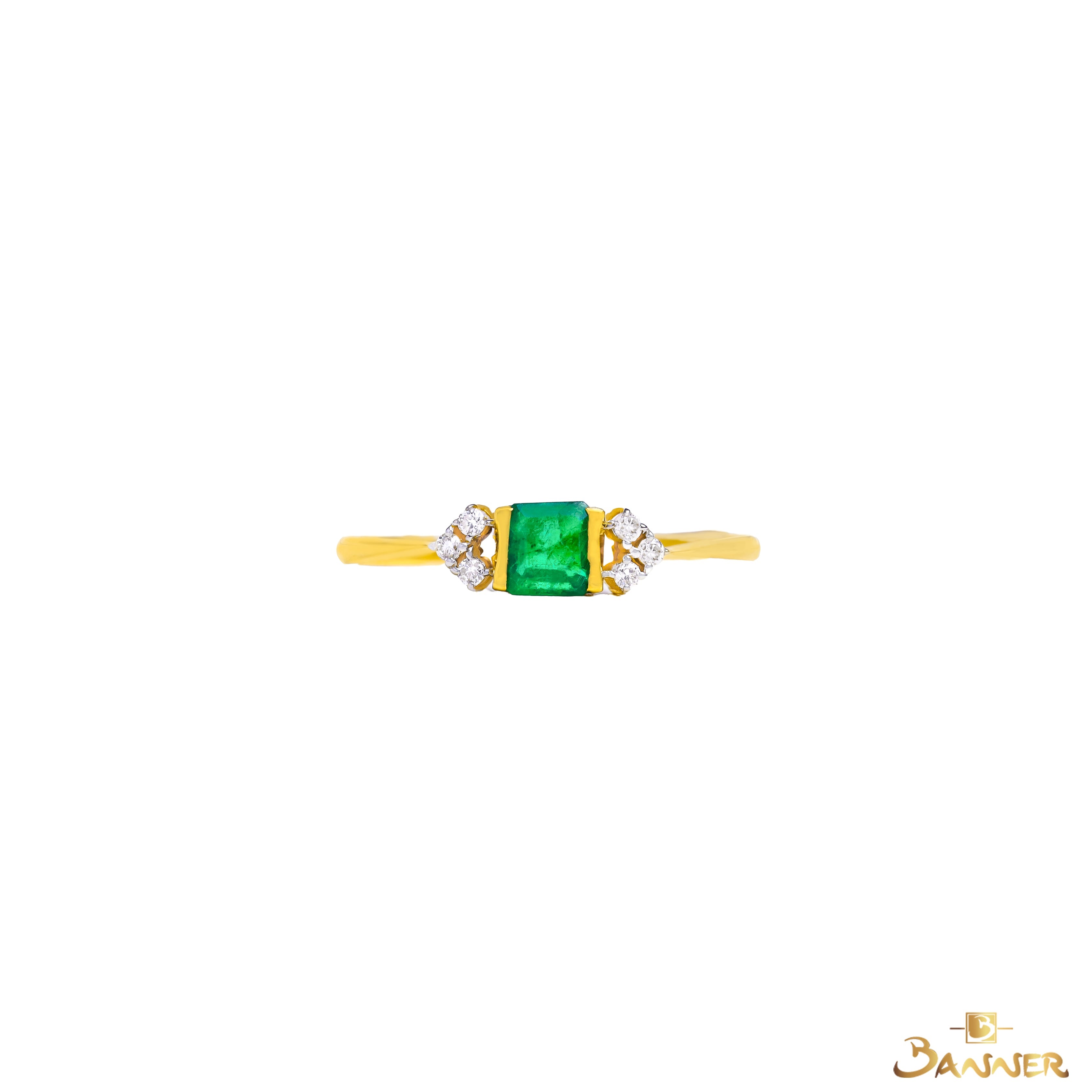 Emerald and Diamond Petite Ring