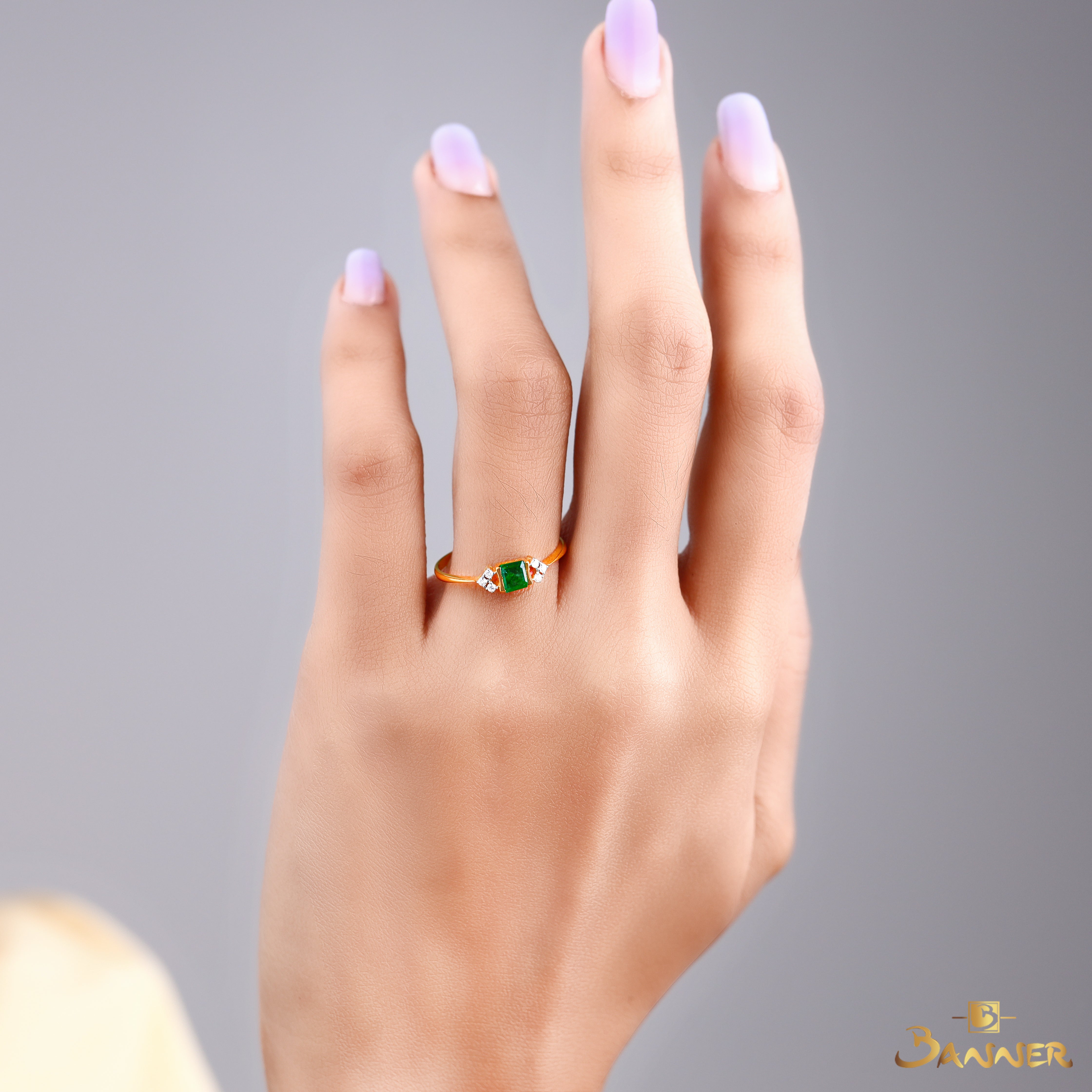 Emerald and Diamond Petite Ring