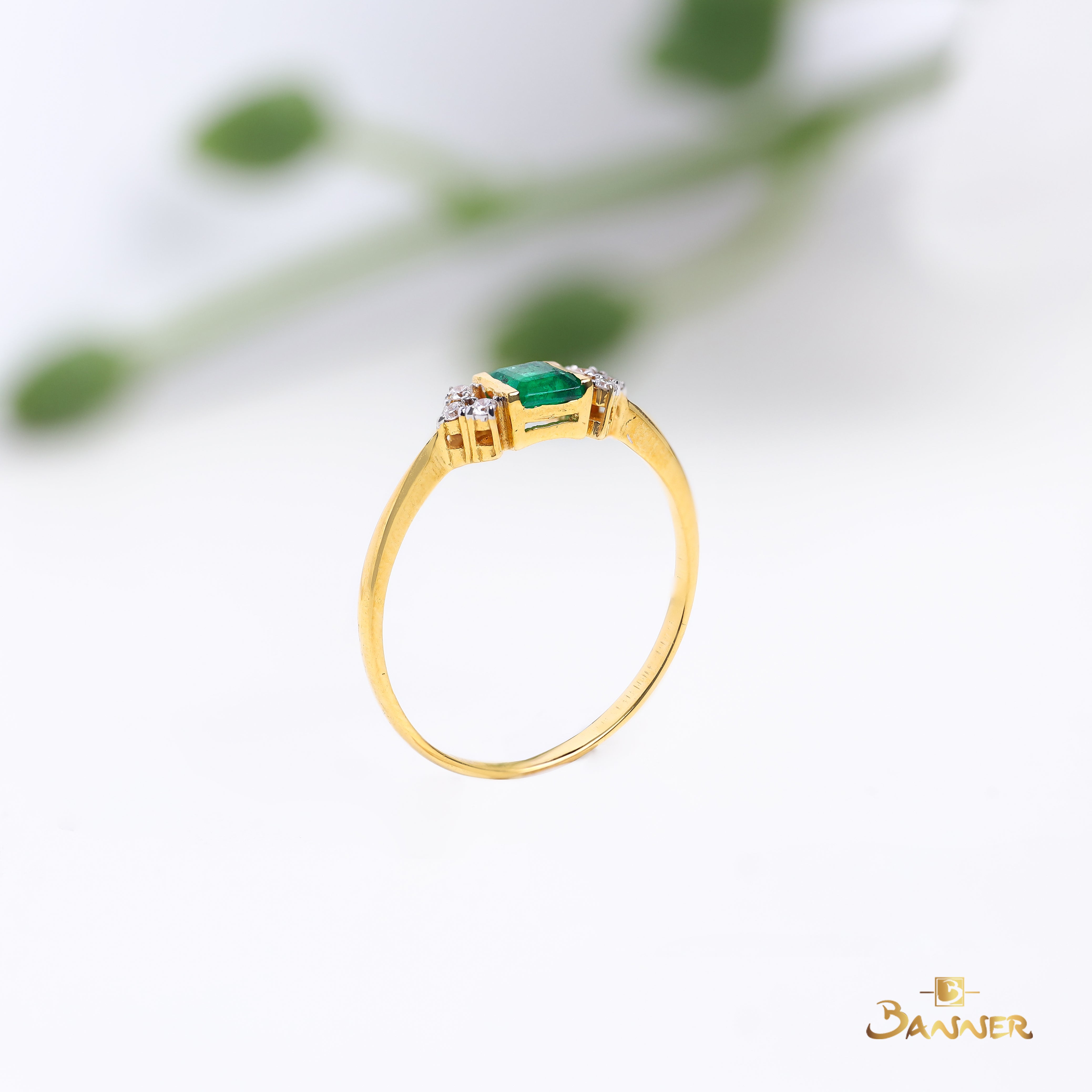 Emerald and Diamond Petite Ring