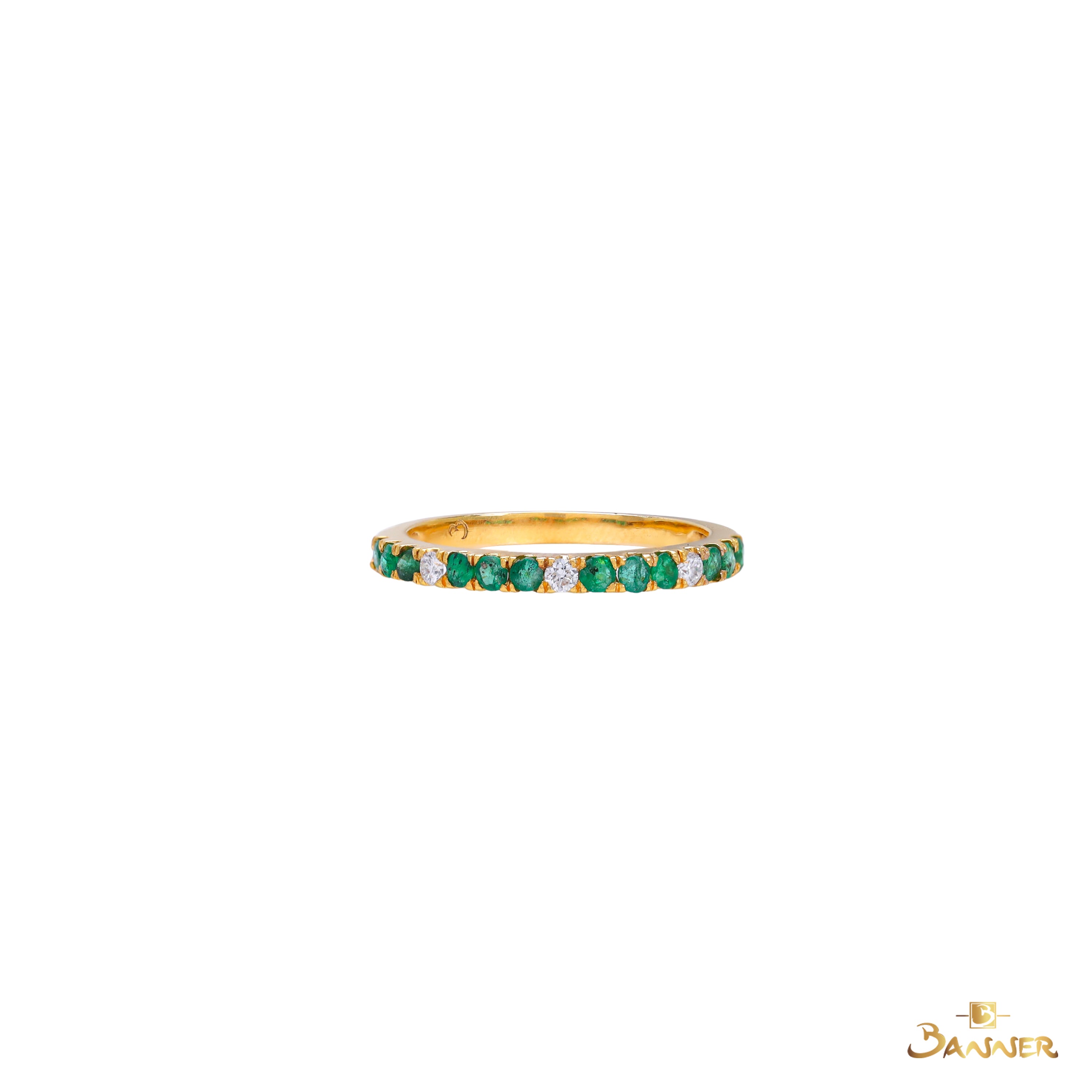 Emerald and Diamond Alternate Ring