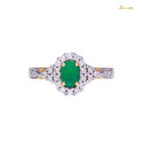 Emerald and Diamond Twisted Halo Ring