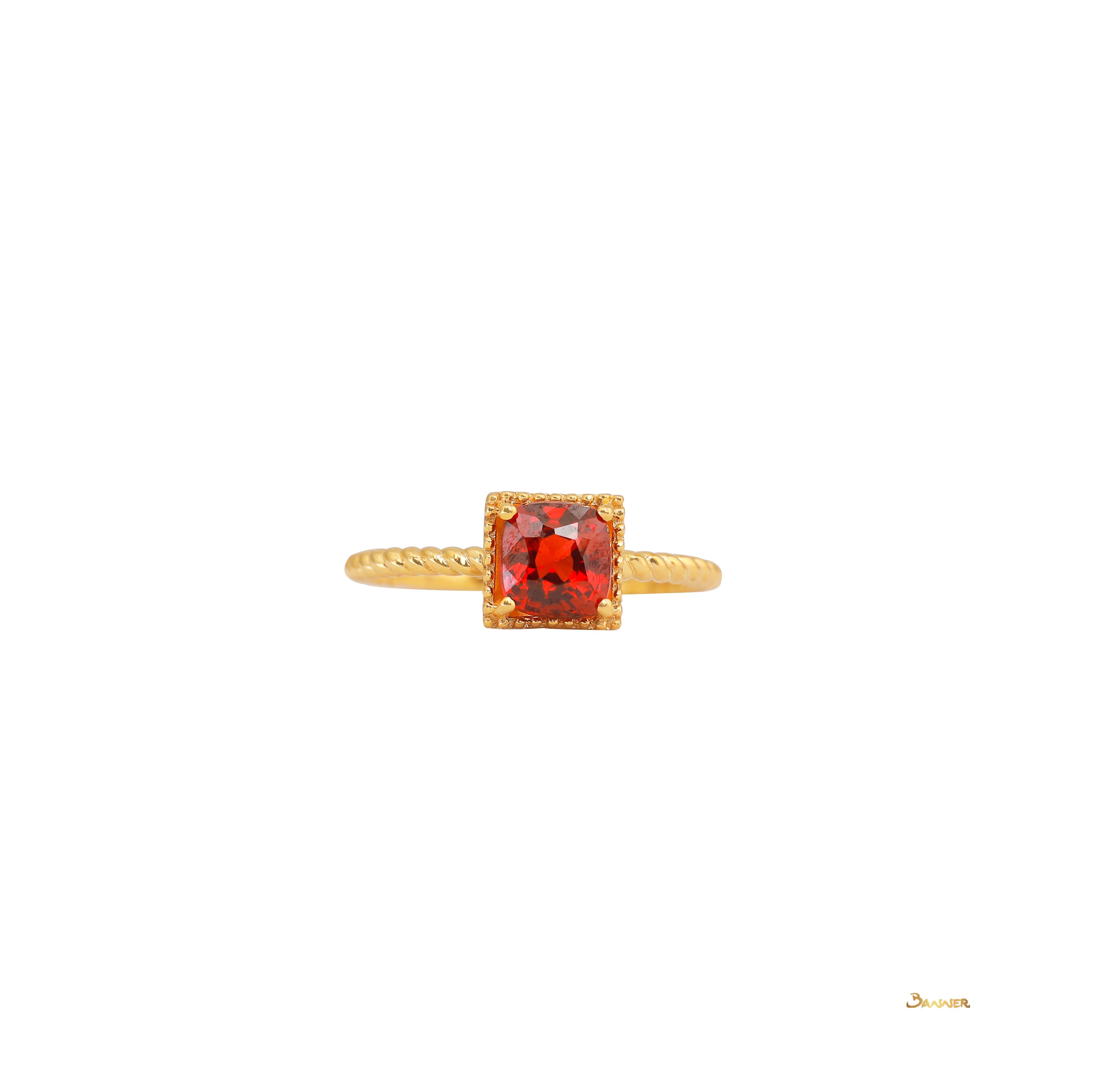 Garnet Square Ring