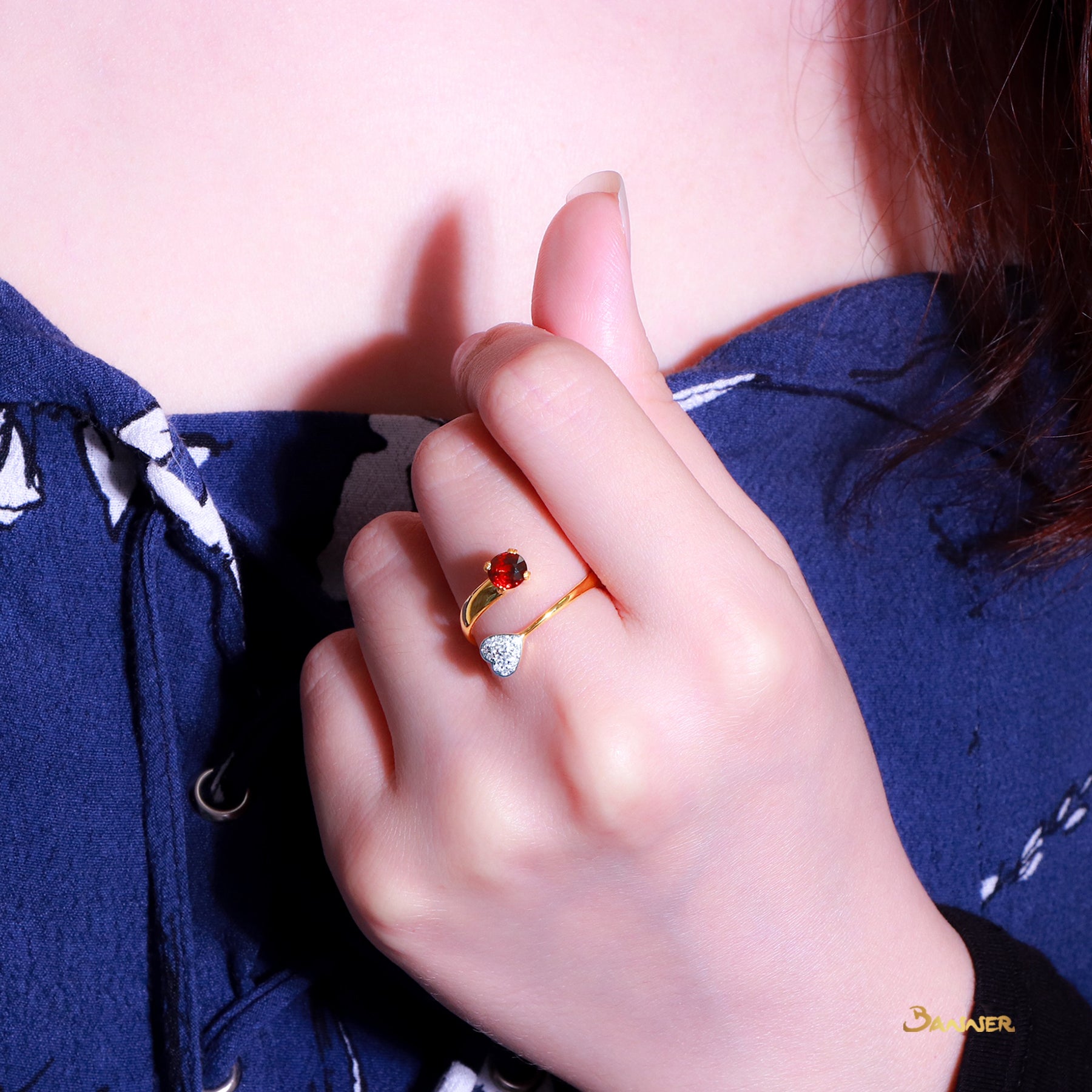 Garnet Love Diamond Ring