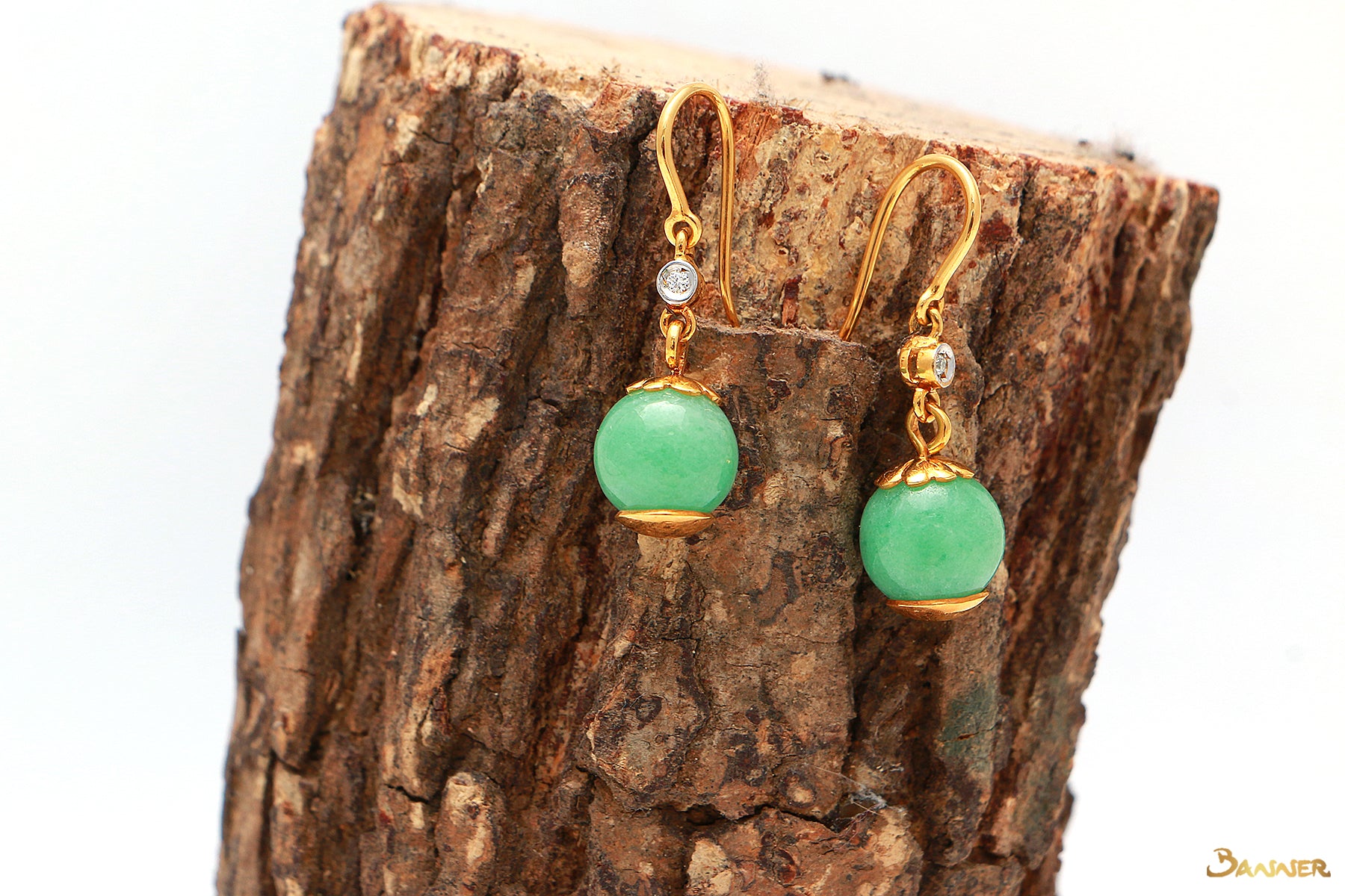 Jade and Diamond Dangle Earrings