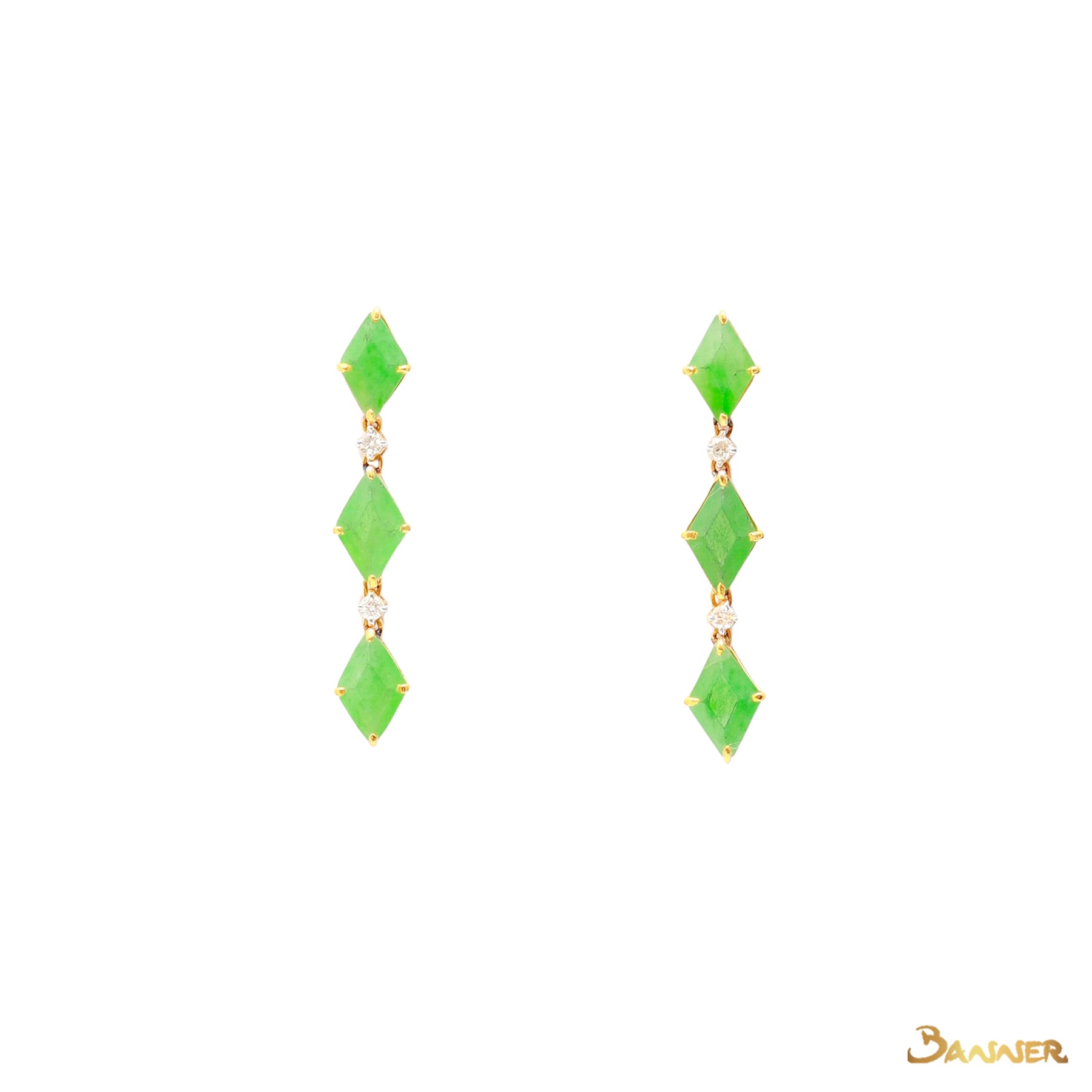 Jade and Diamond Dangle Earrings