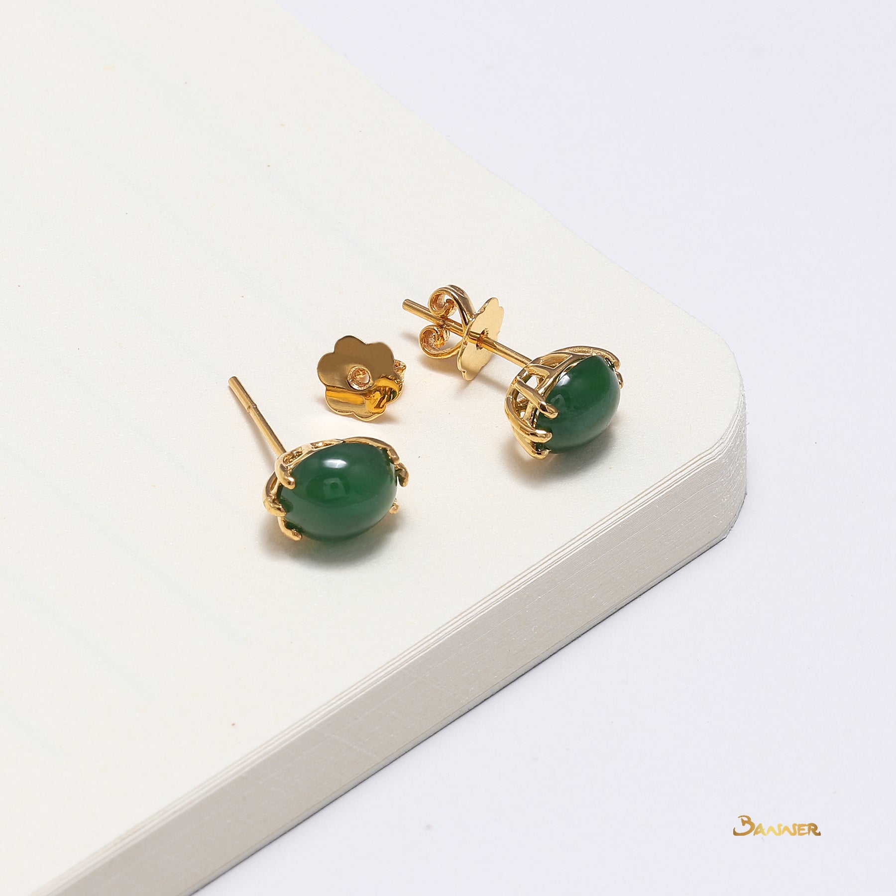 Jade Oval Stud Earrings