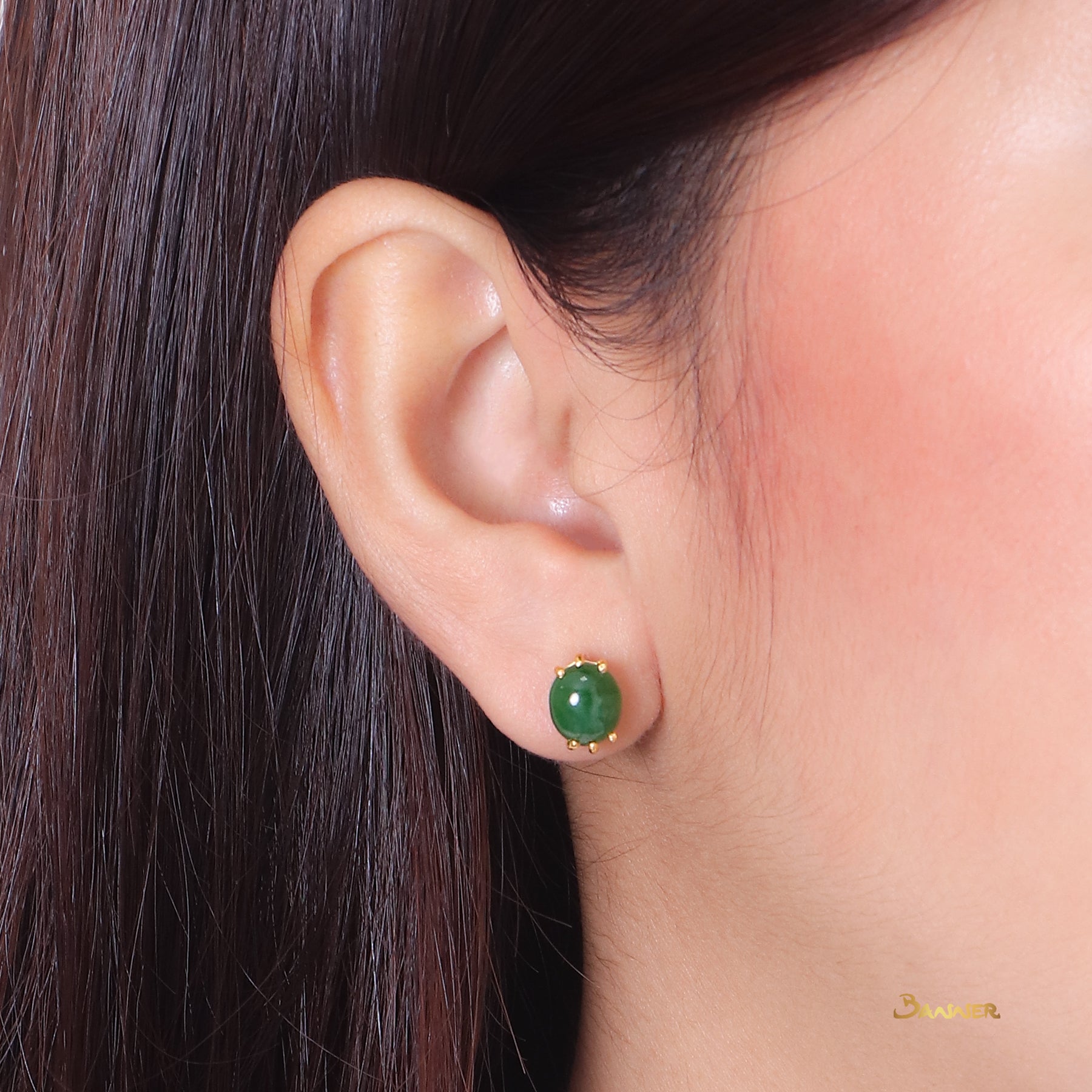 Jade Oval Stud Earrings