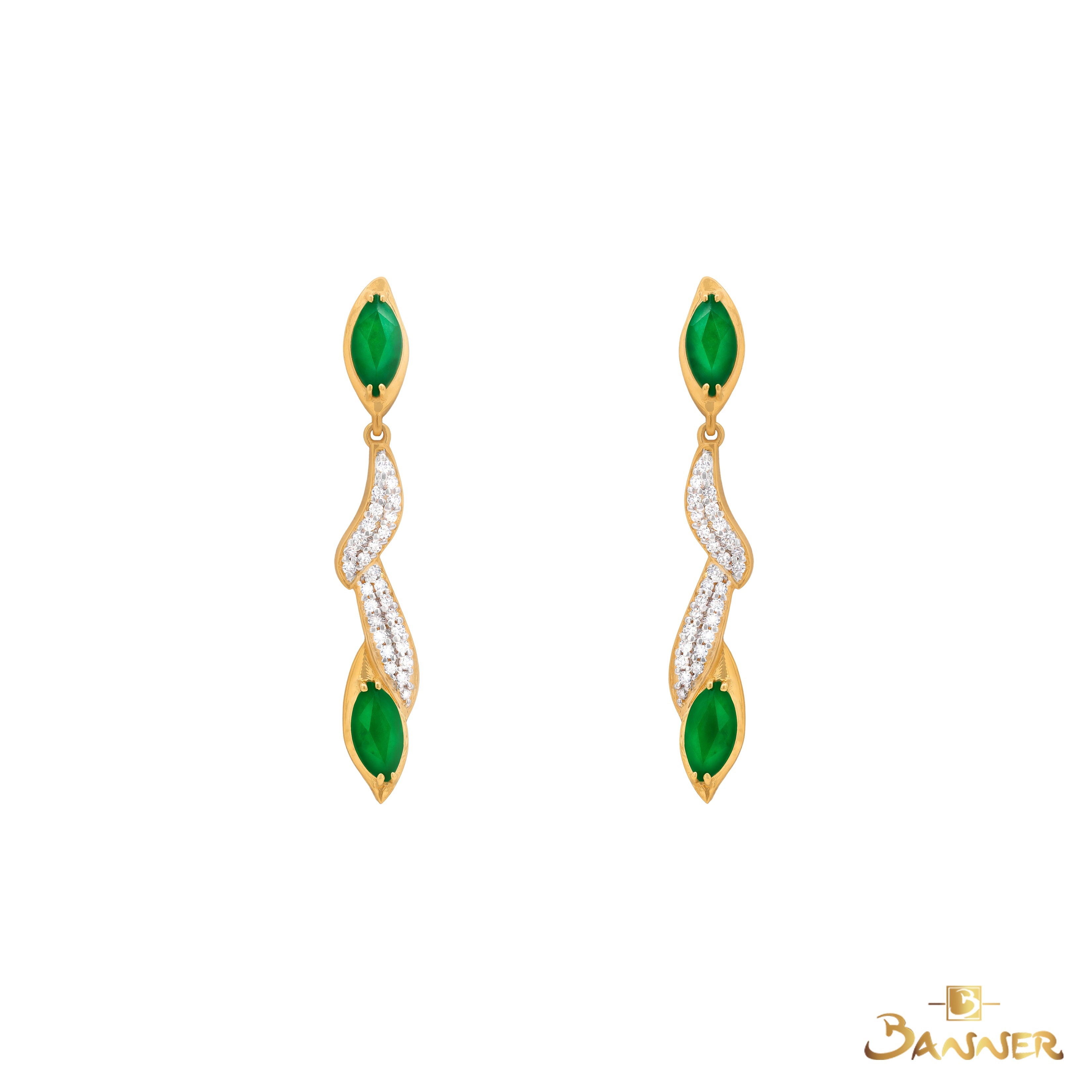 Jade and Diamond Liana Dangle Earrings