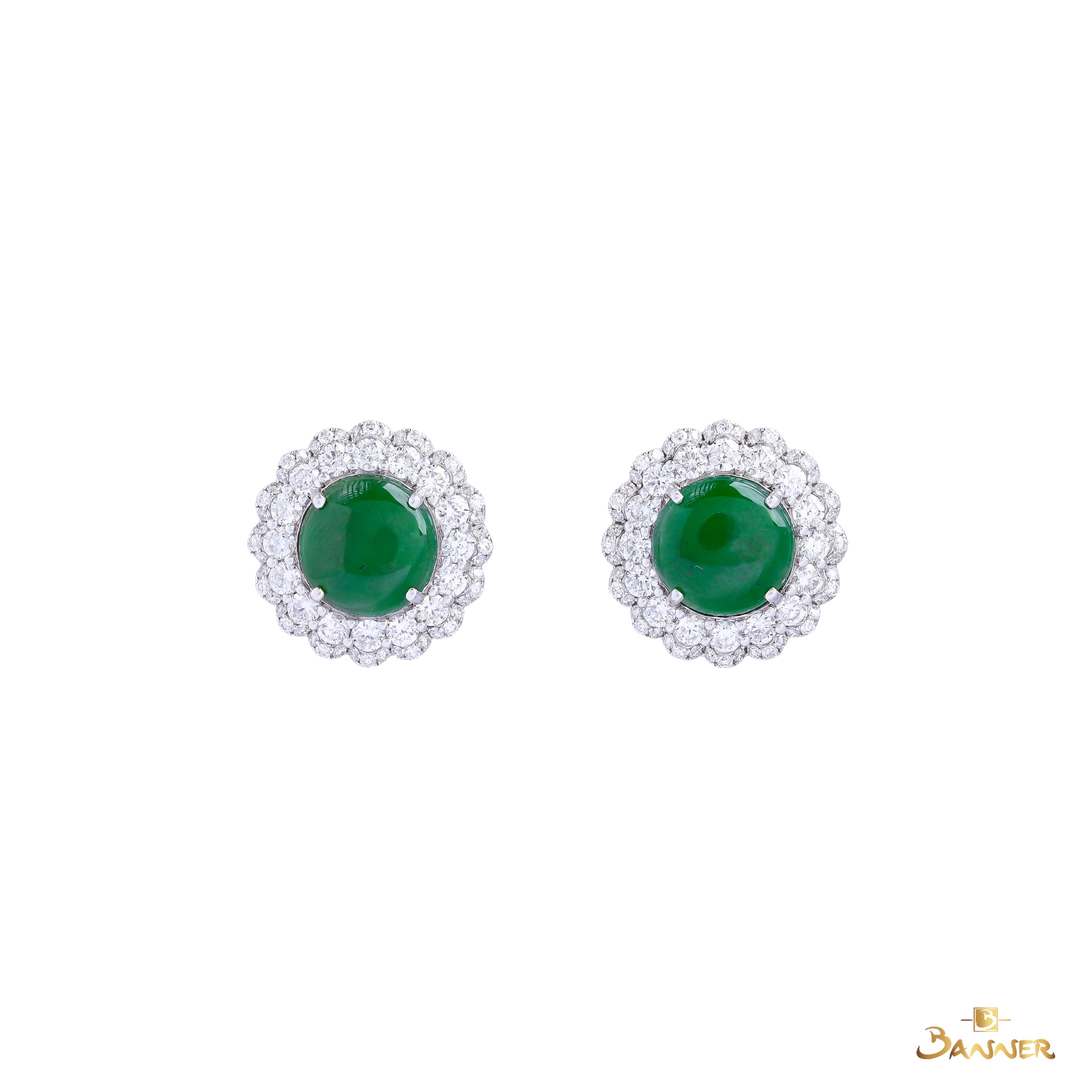 Jade and Diamond Halo Earrings