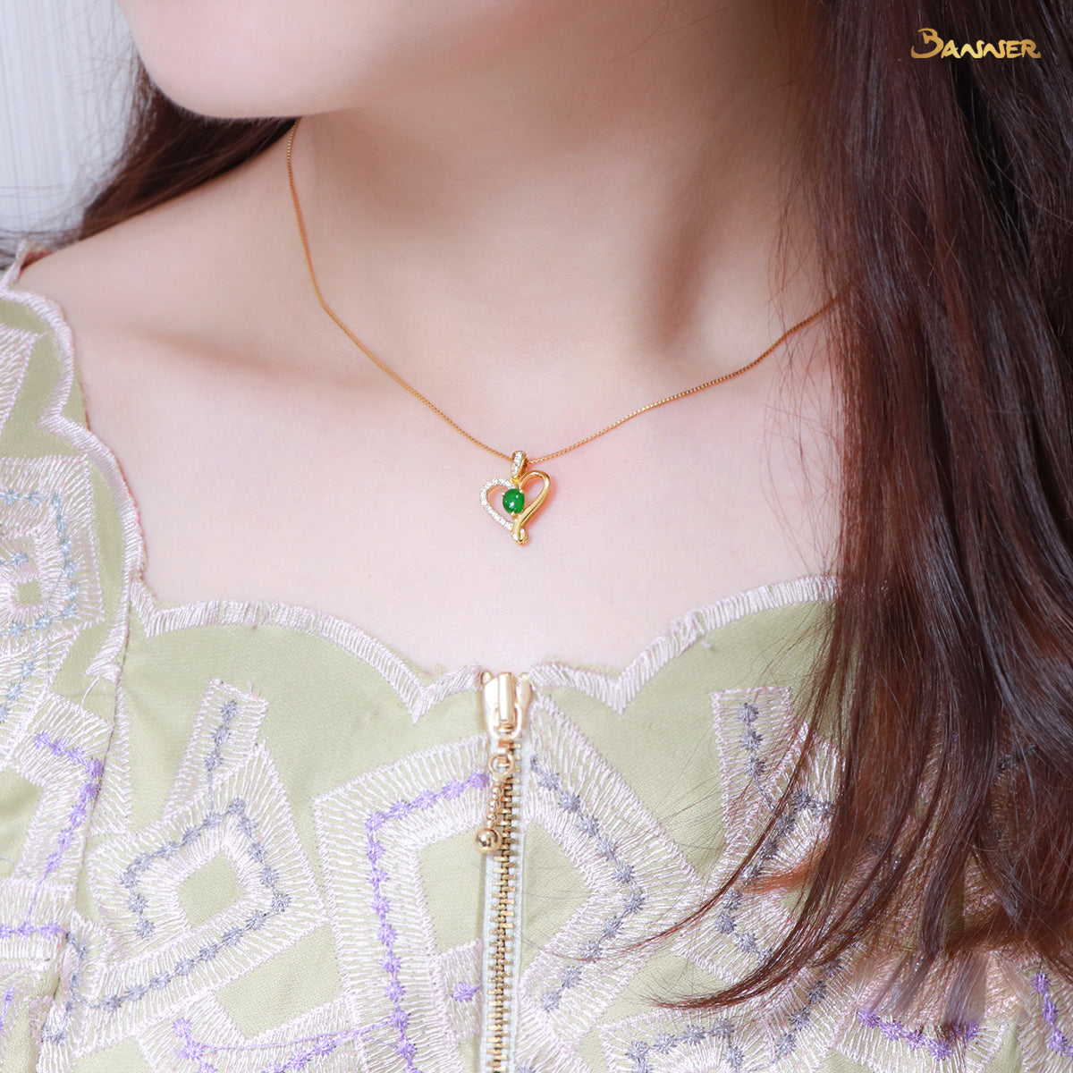 Jade and Diamond Love Pendant