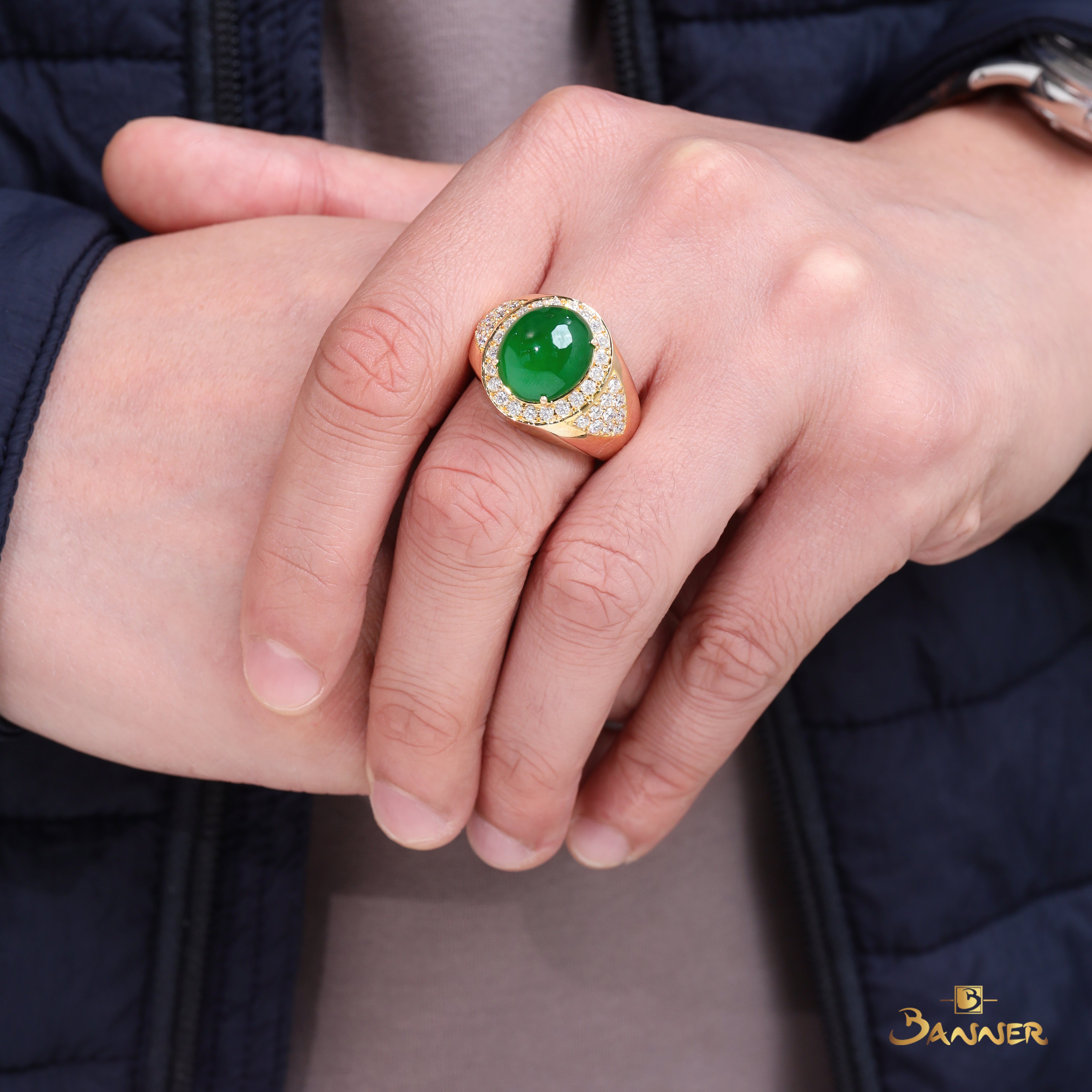 Jade and Diamond Men's Ring