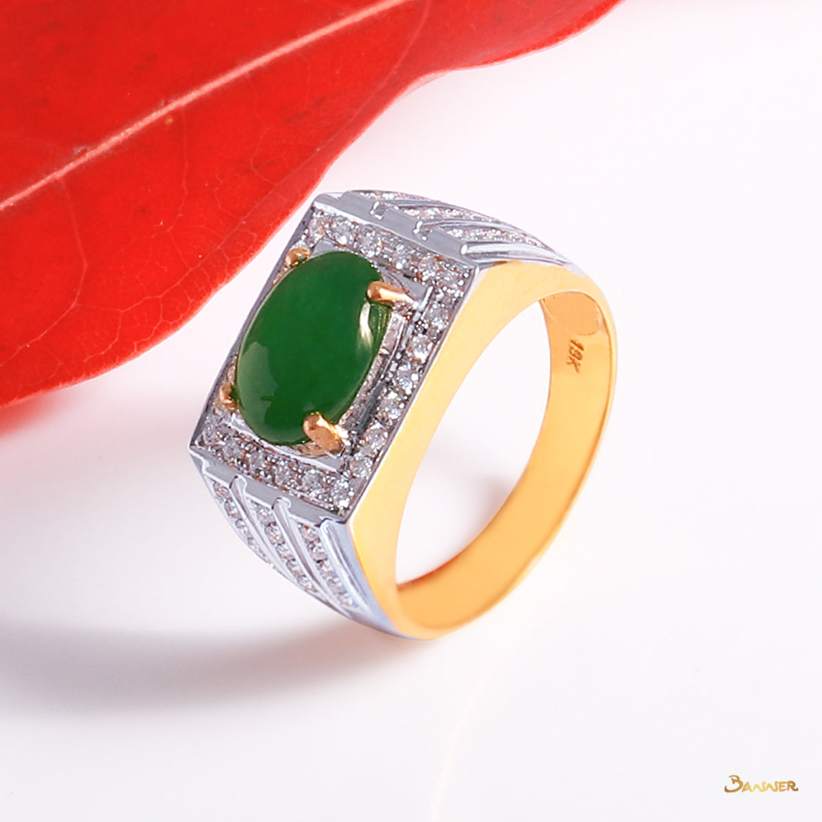 Jade and Diamond Men Ring