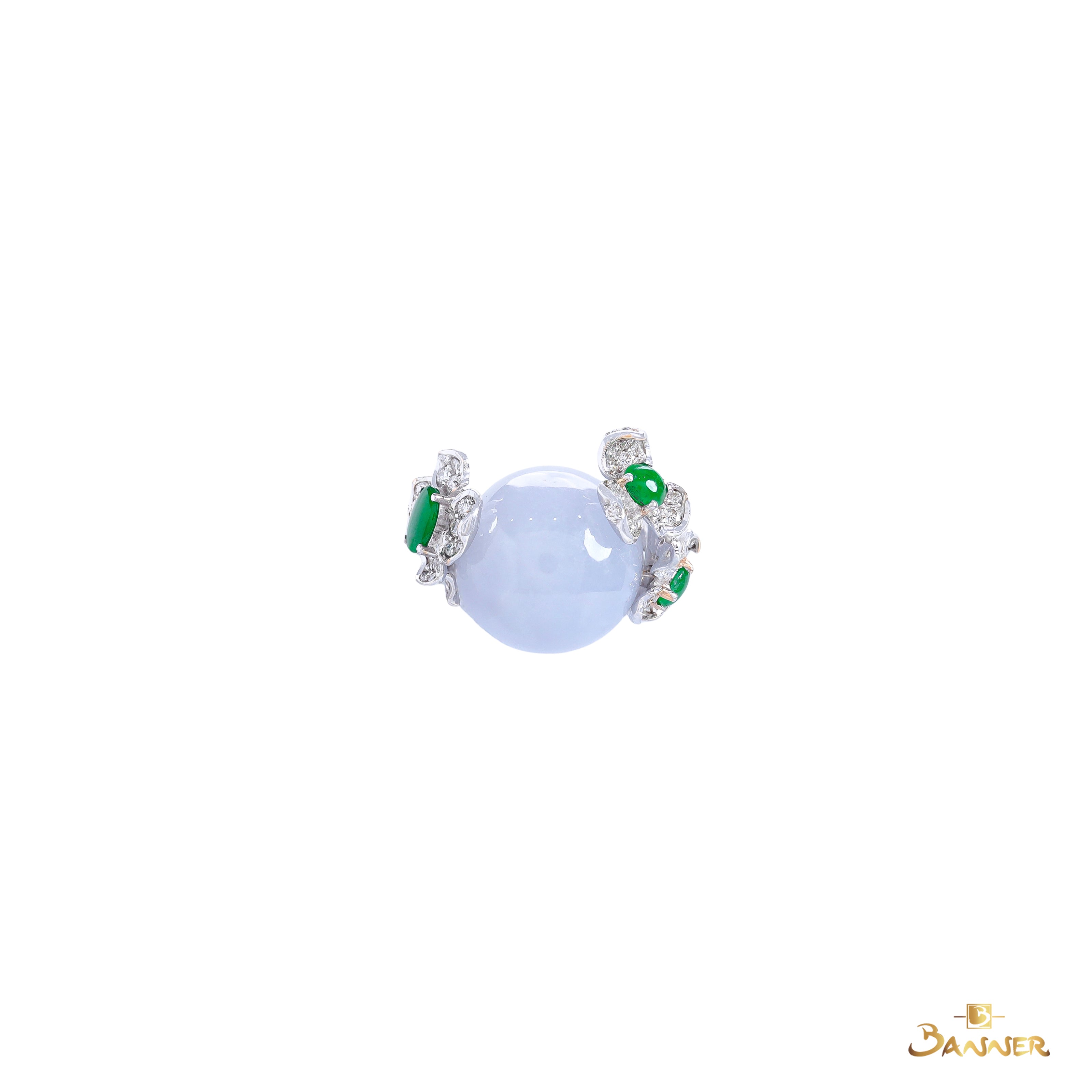 Lavender Jade , Green Jade and Diamond Orchid Ring