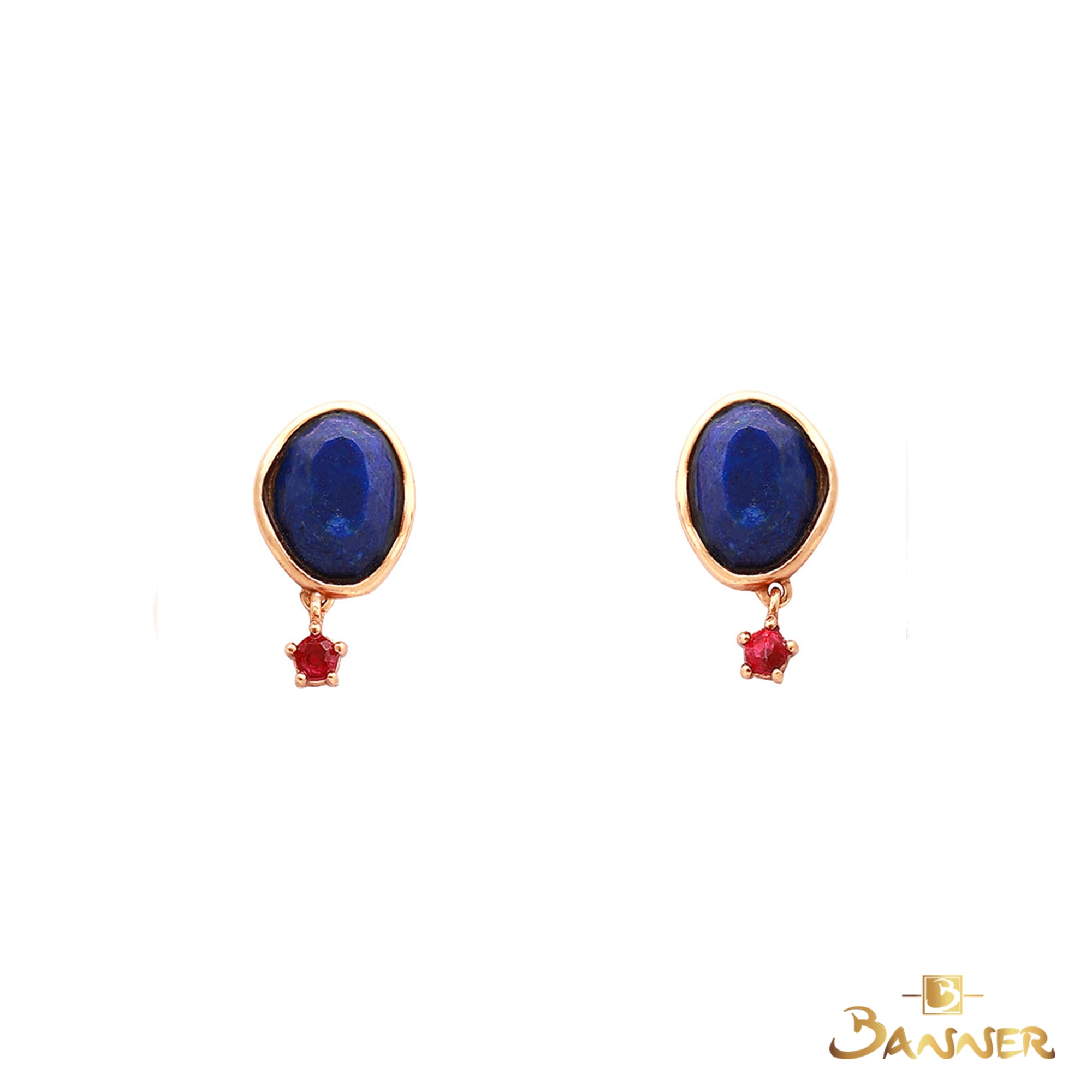 Lapis Lazuli and Ruby Earrings