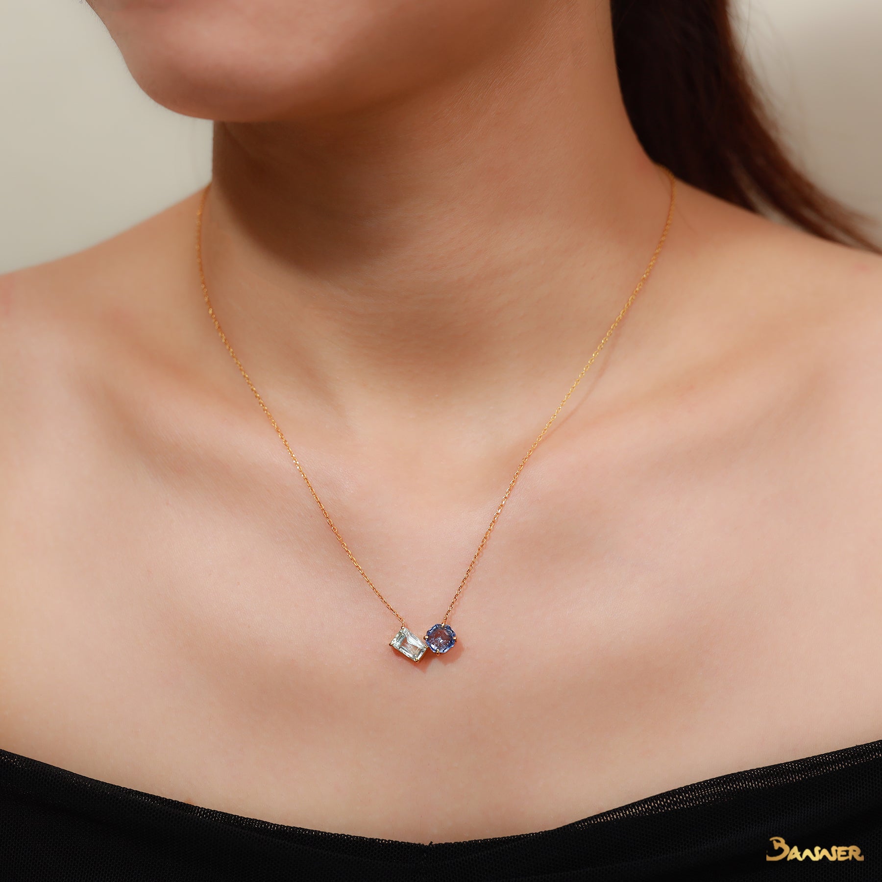 Toi - Et - Moi Multi Colored Sapphire Necklace