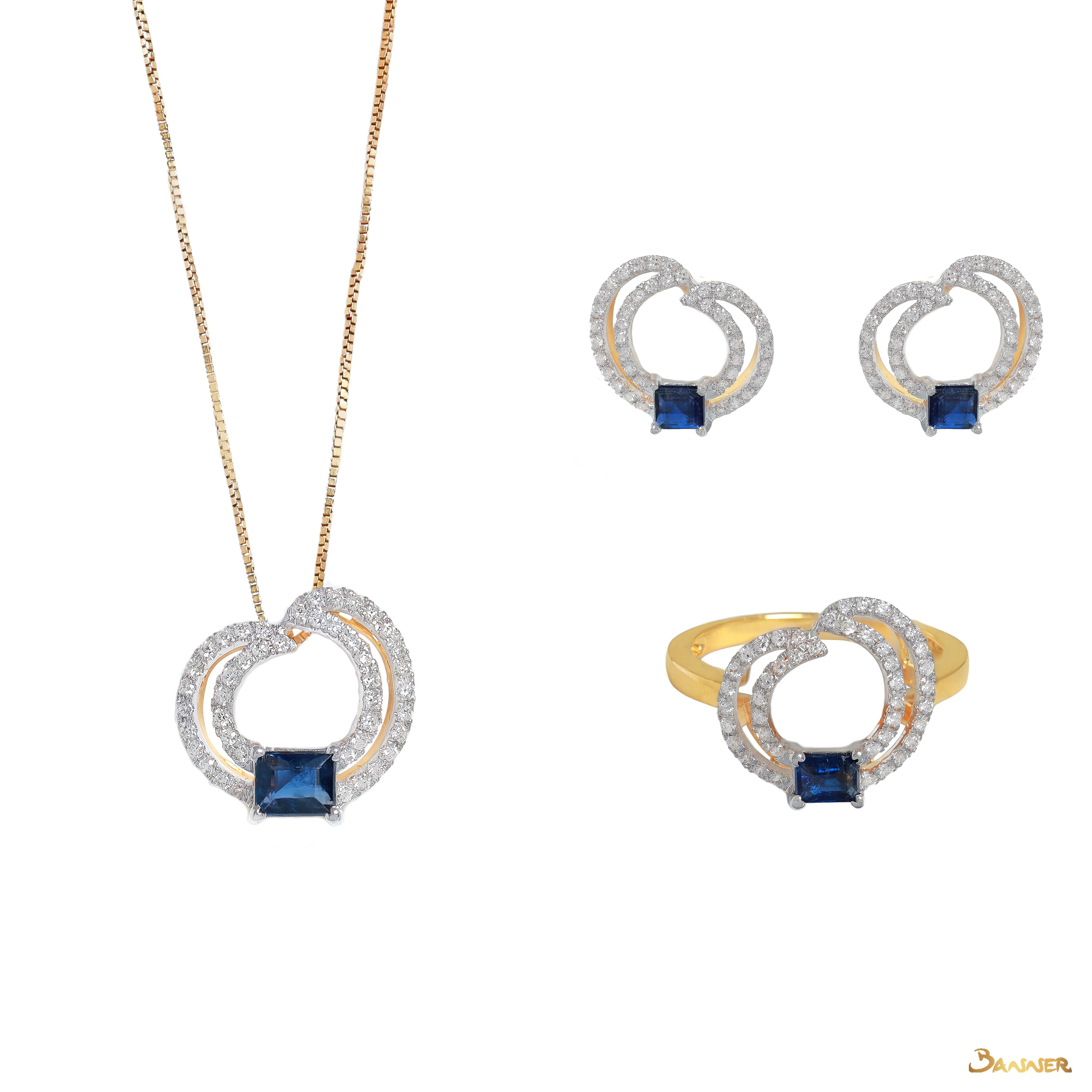 Sapphire and Diamond Double Helix Set