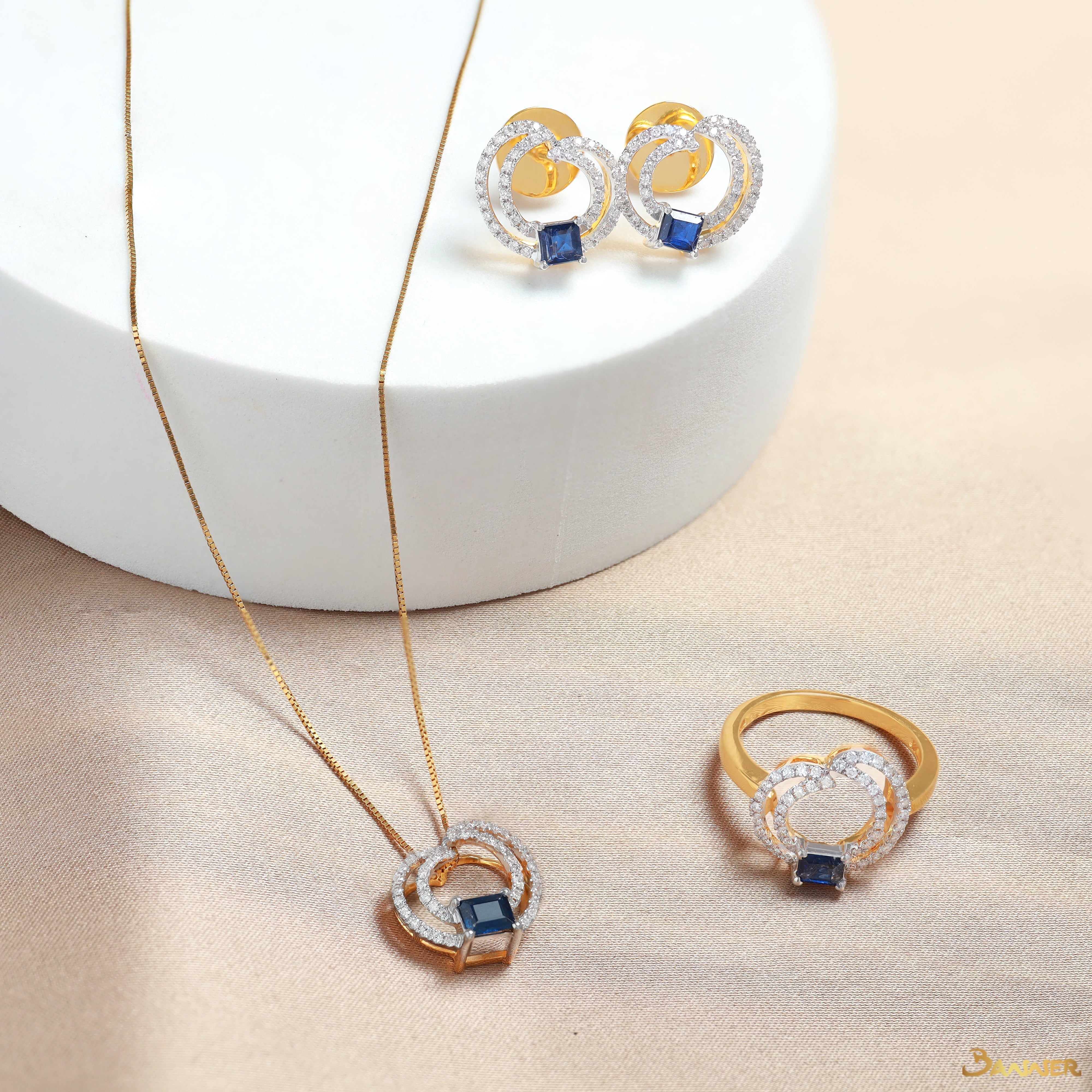 Sapphire and Diamond Double Helix Set