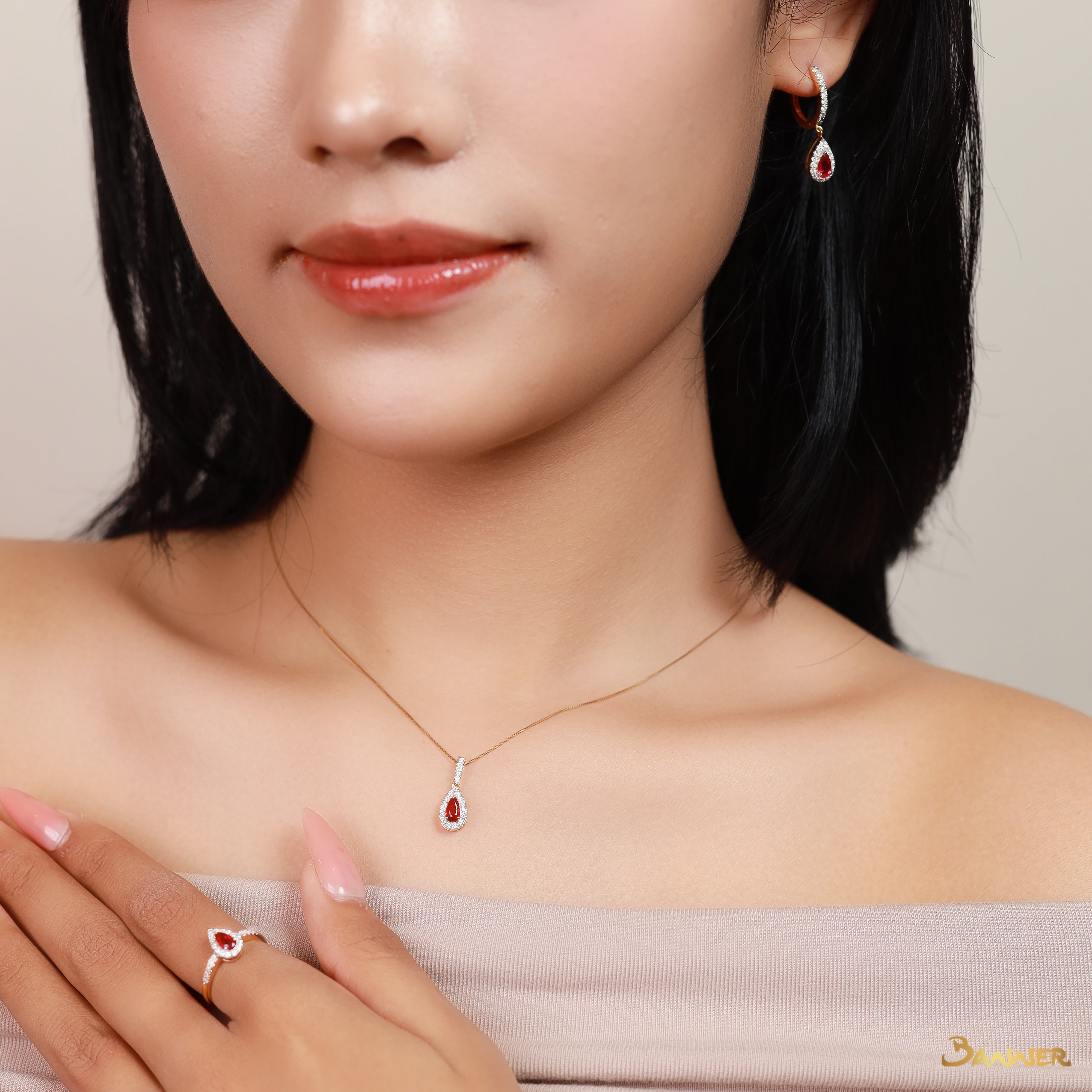 Ruby and Diamond Droplet Set