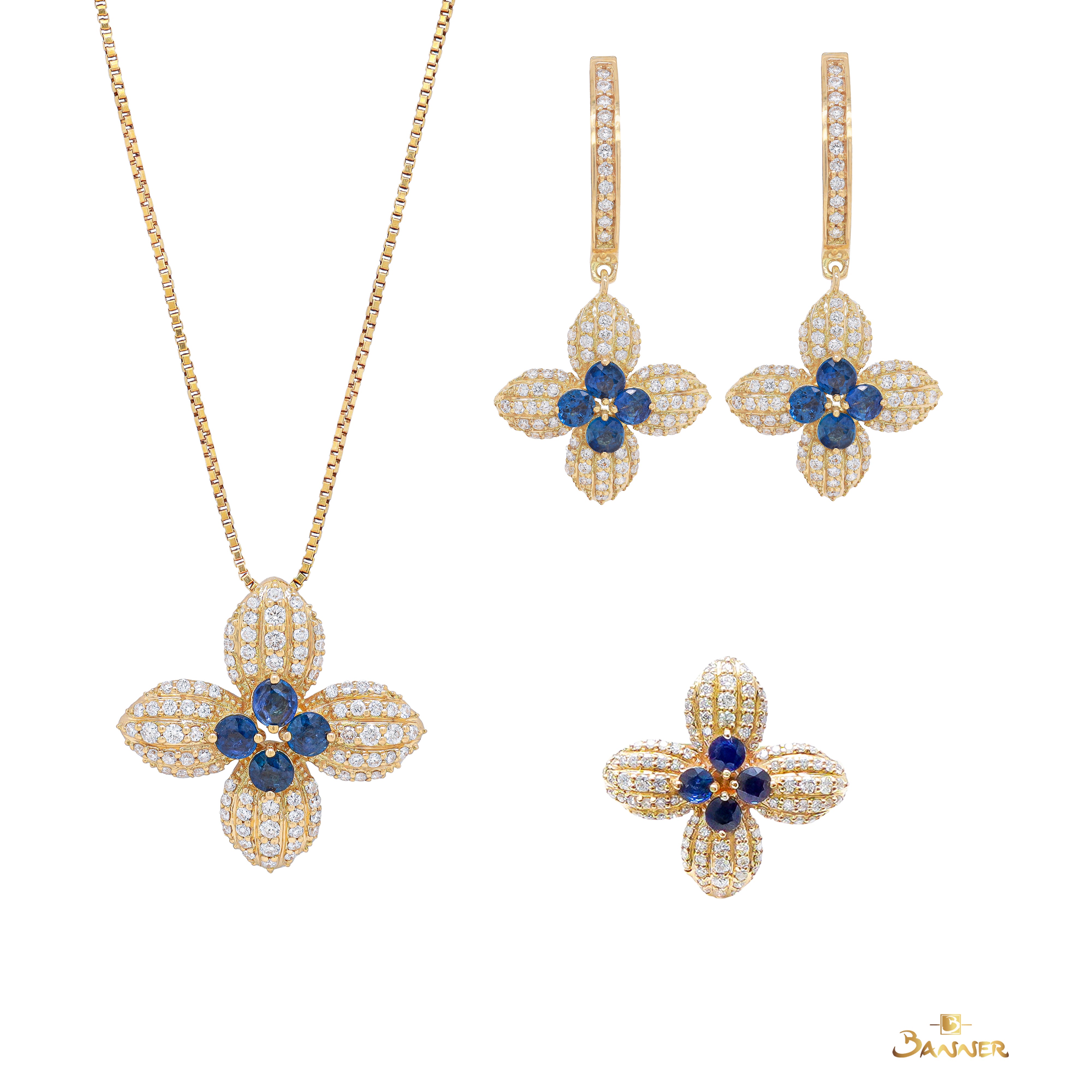 Sapphire and Diamond Lotus Set