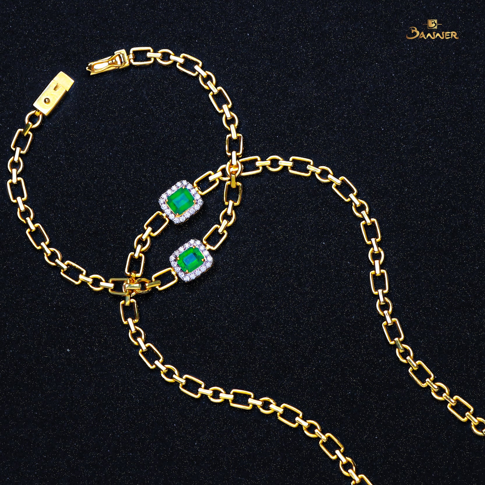 Columbian Emerald and Diamond Halo Choker Set