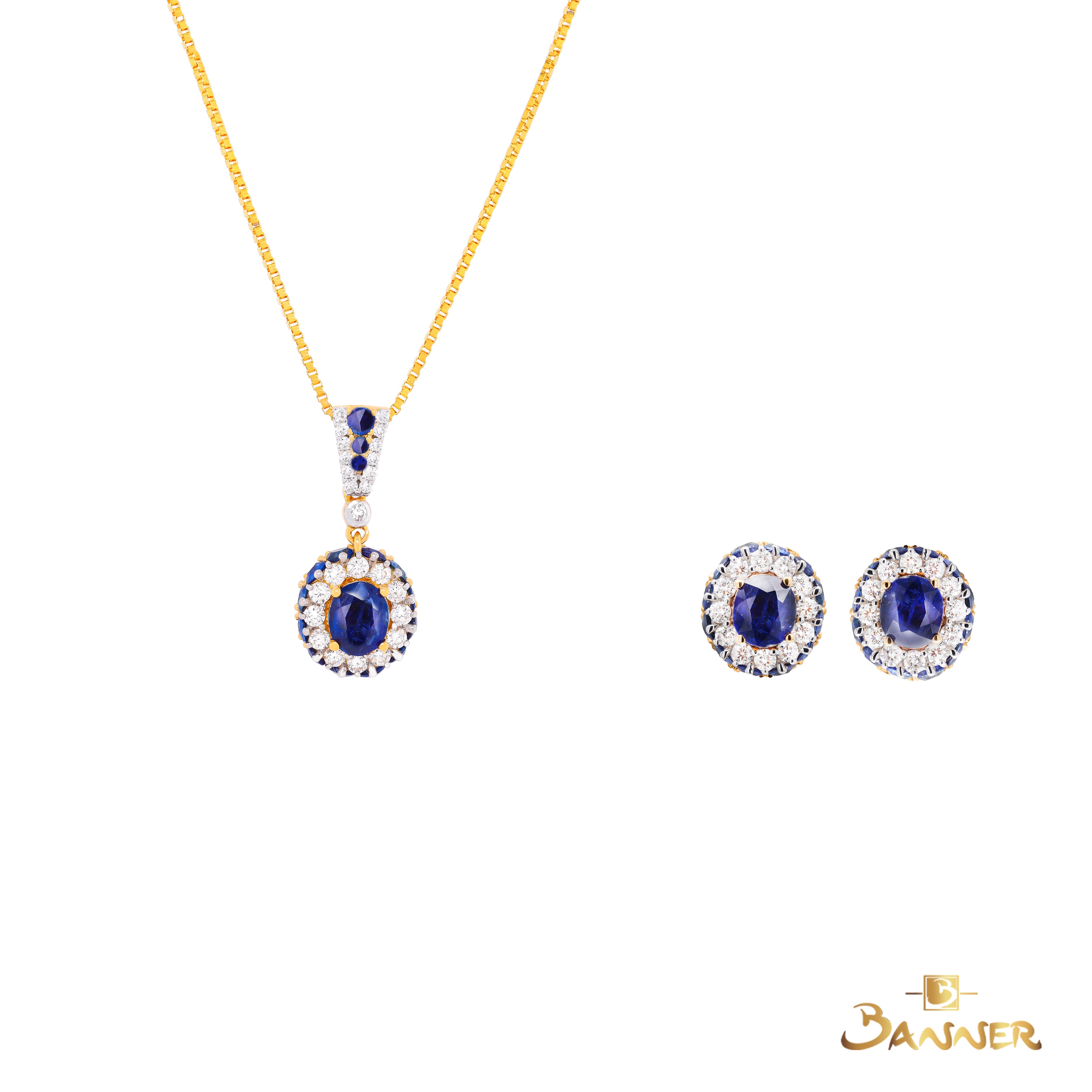 Sapphire and Diamond Dahlia Set