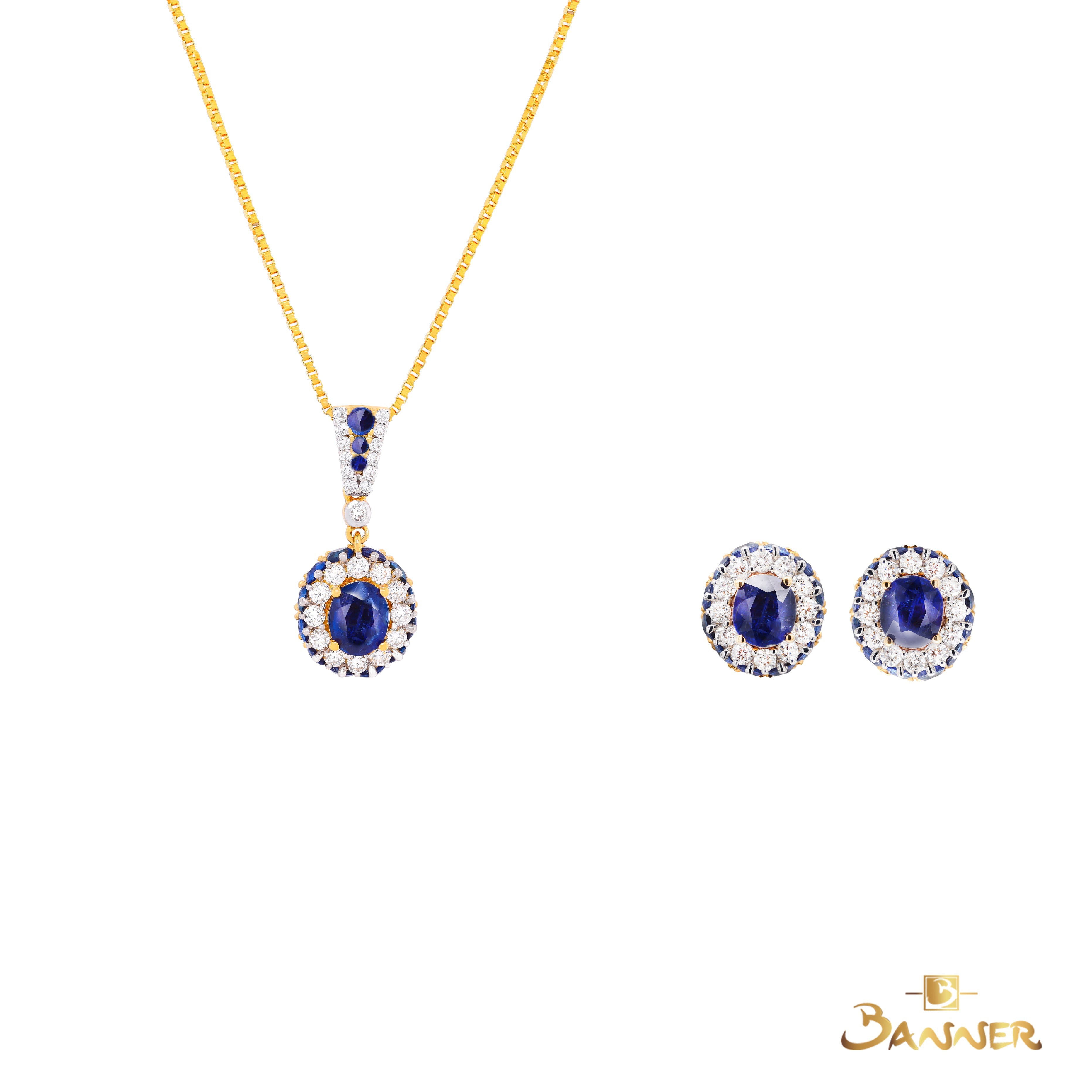 Sapphire and Diamond Dahlia Set