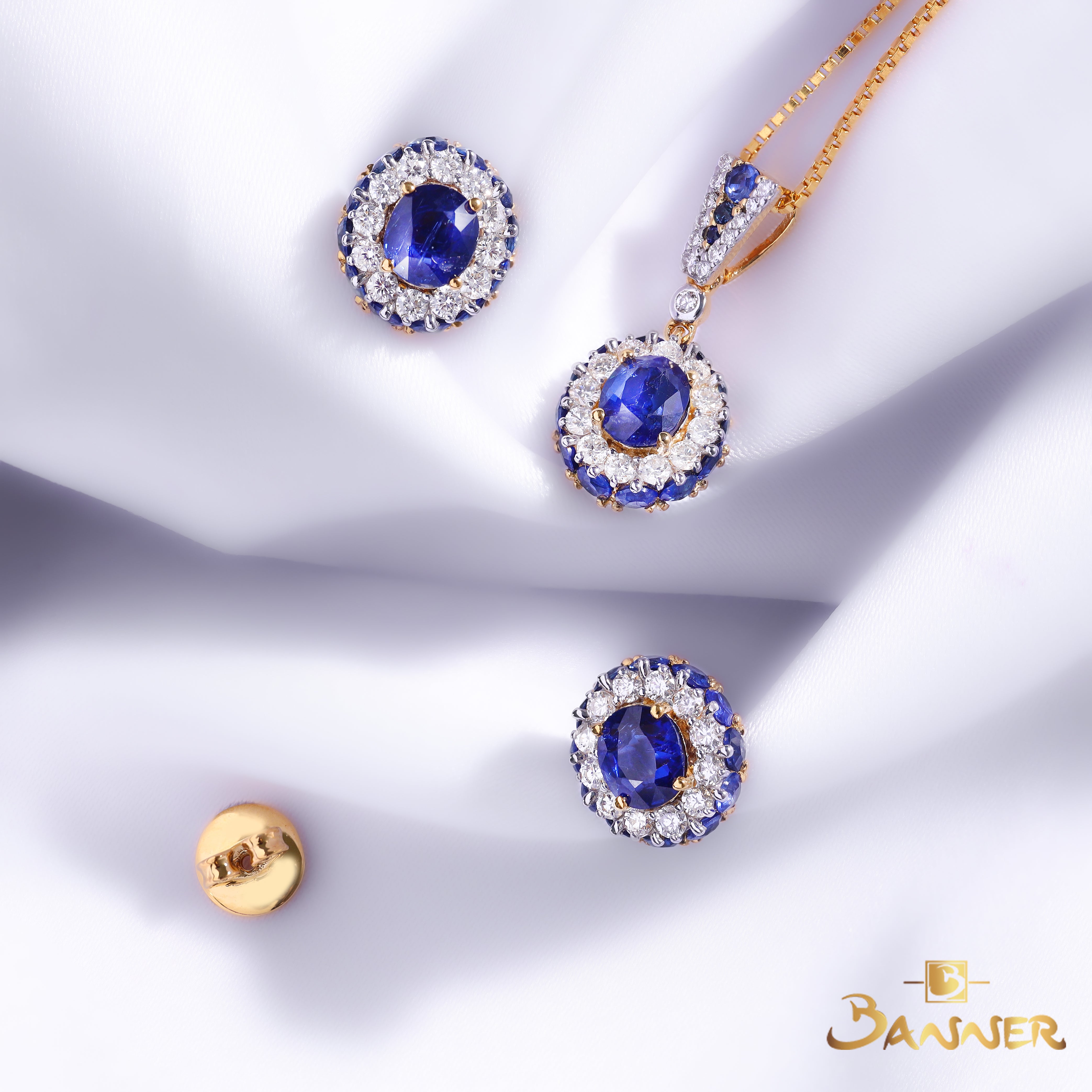 Sapphire and Diamond Dahlia Set