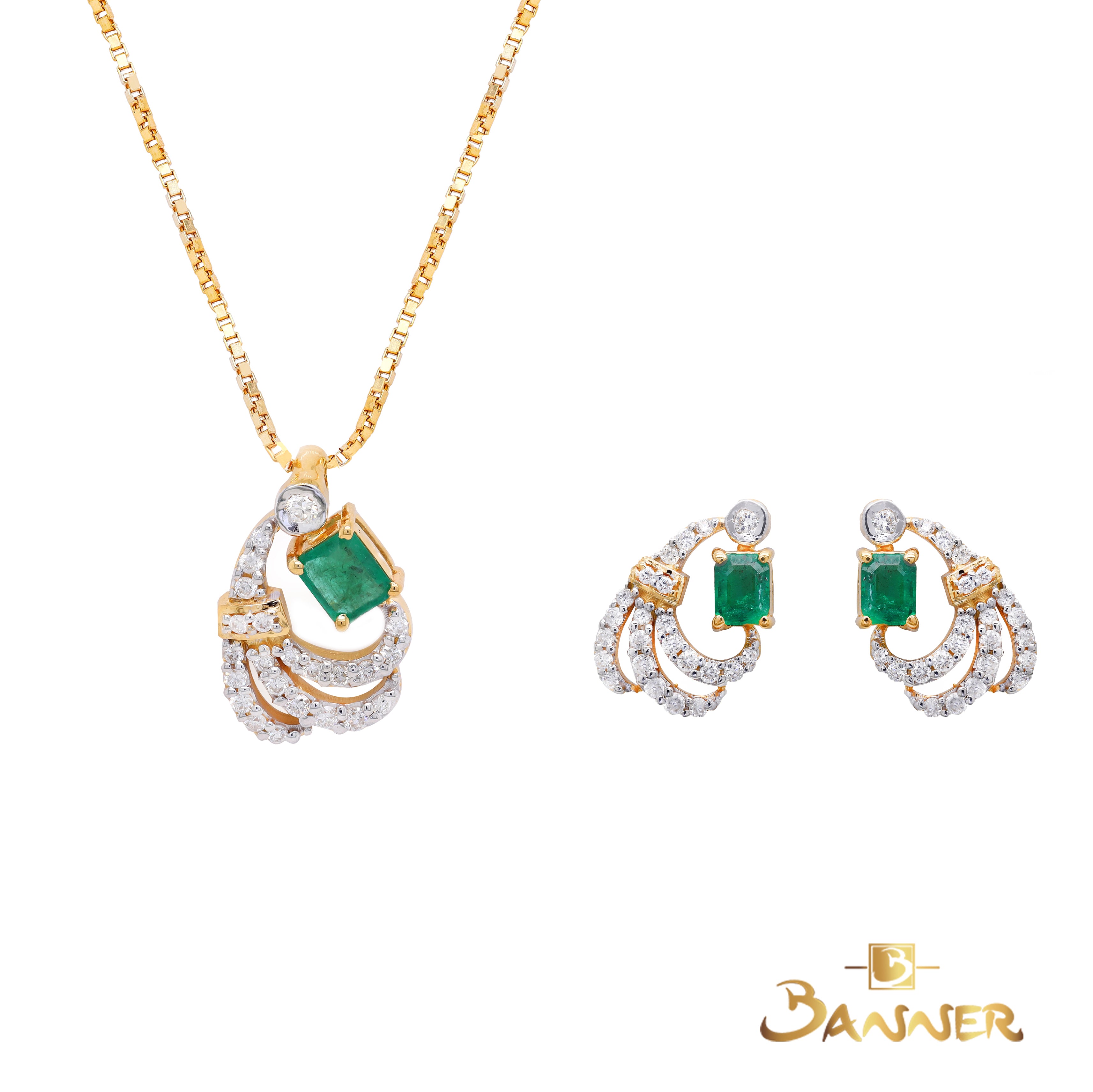 Emerald and Diamond Peacock Set